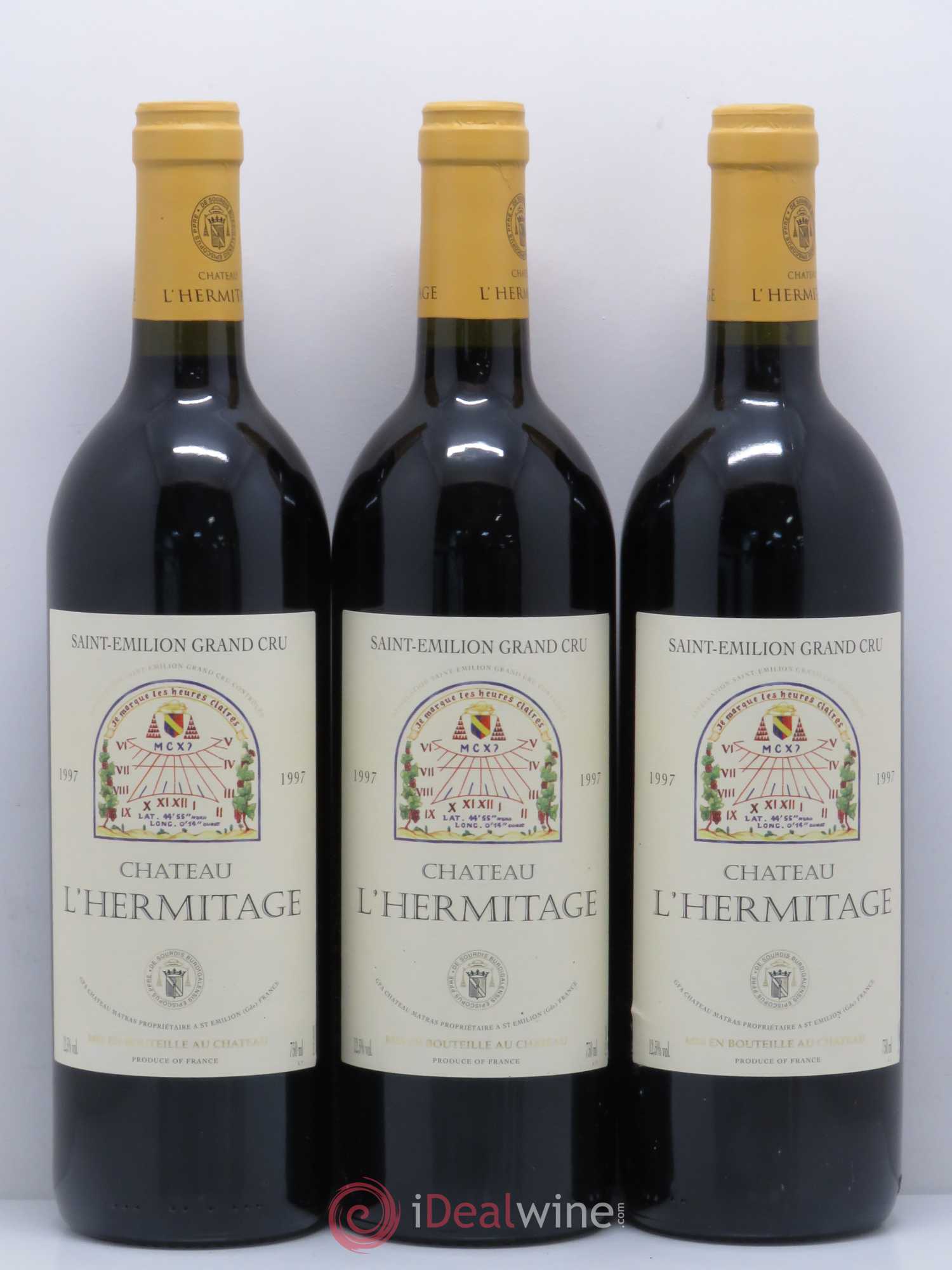 Château l' Hermitage 1997 - Lot de 3 bouteilles - 0