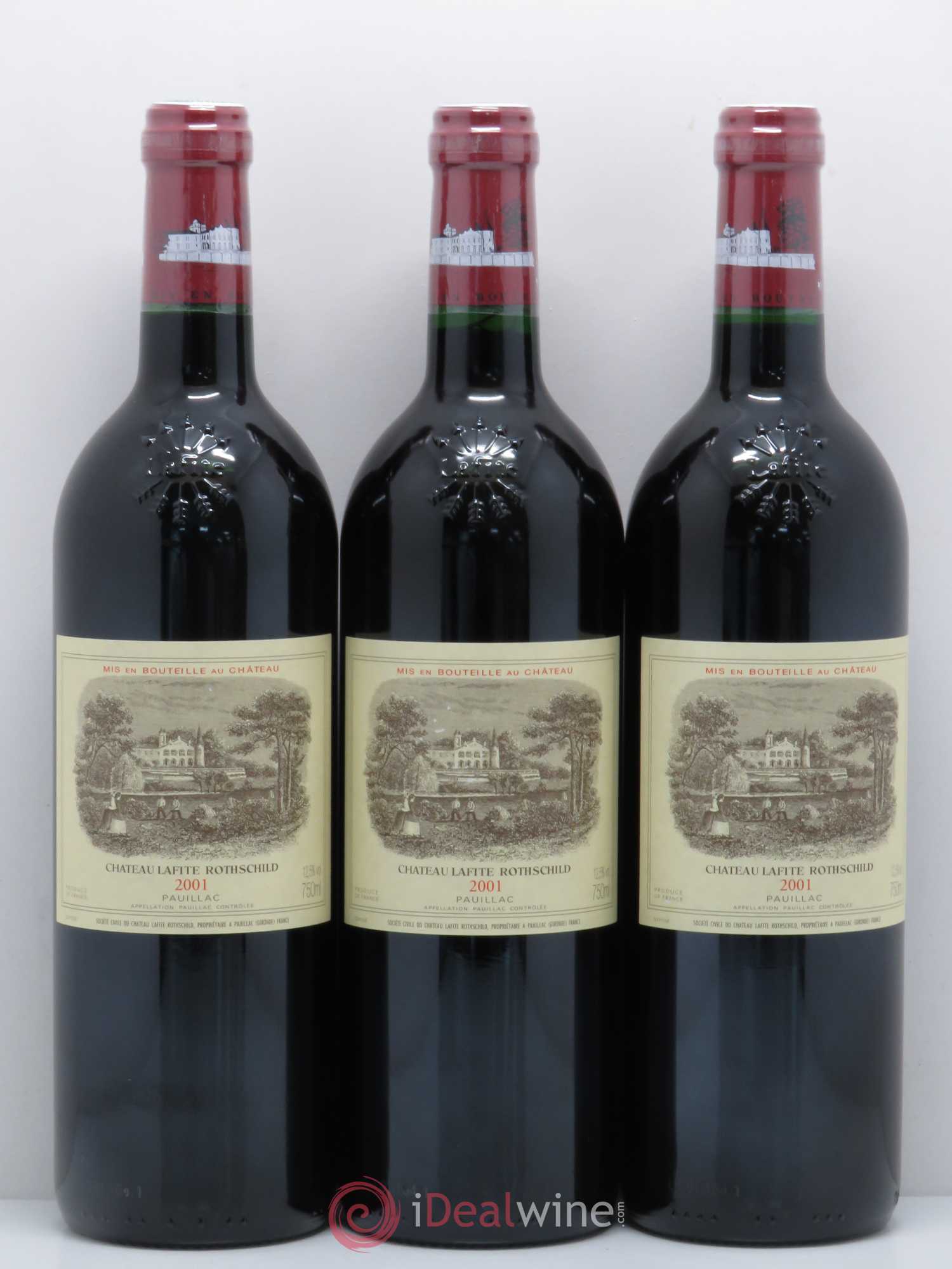 Château Lafite Rothschild 1er Grand Cru Classé 2001 - Lot de 3 bouteilles - 0