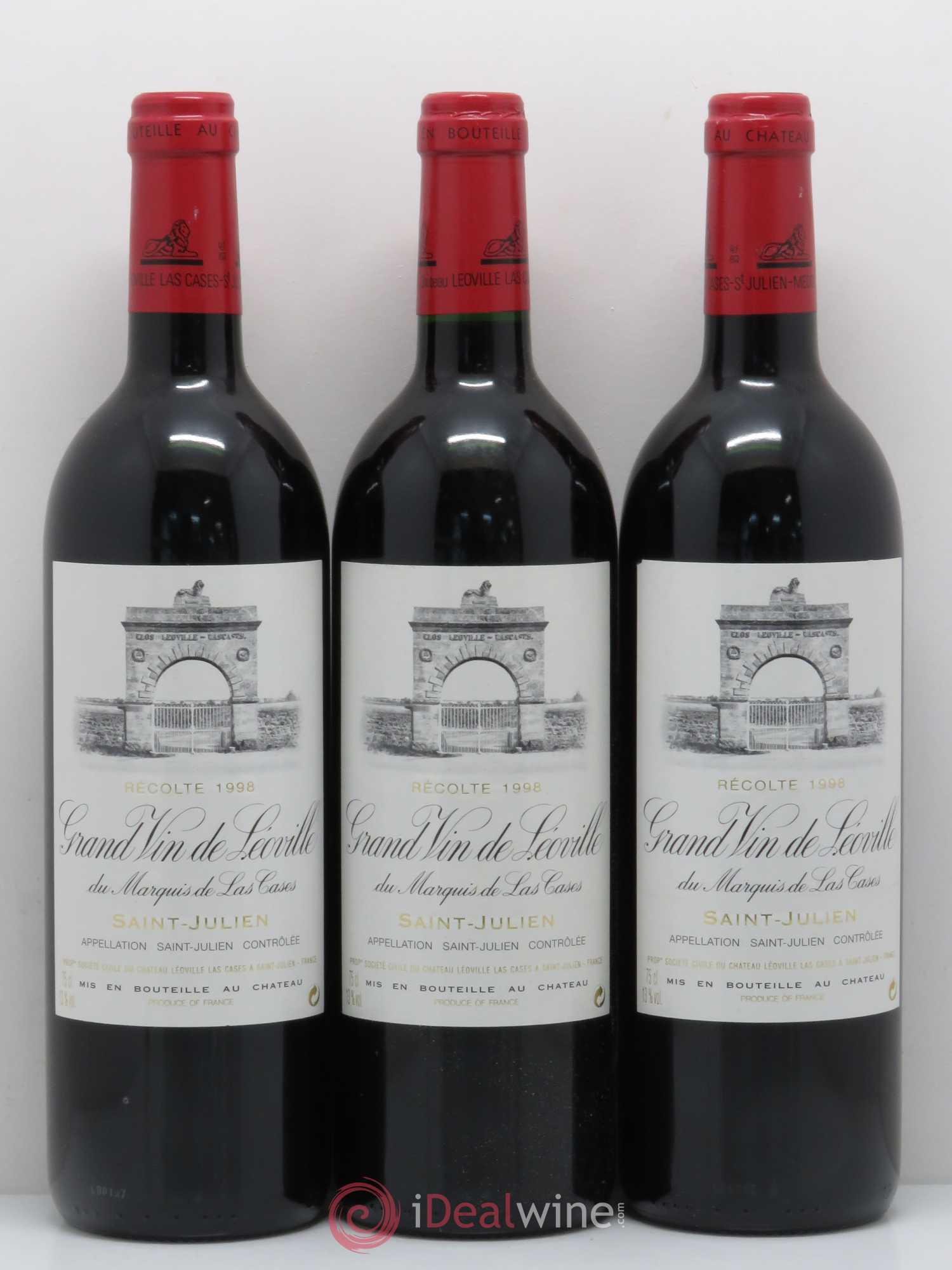 Château Léoville Las Cases 2ème Grand Cru Classé 1998 - Lot de 3 bouteilles - 0