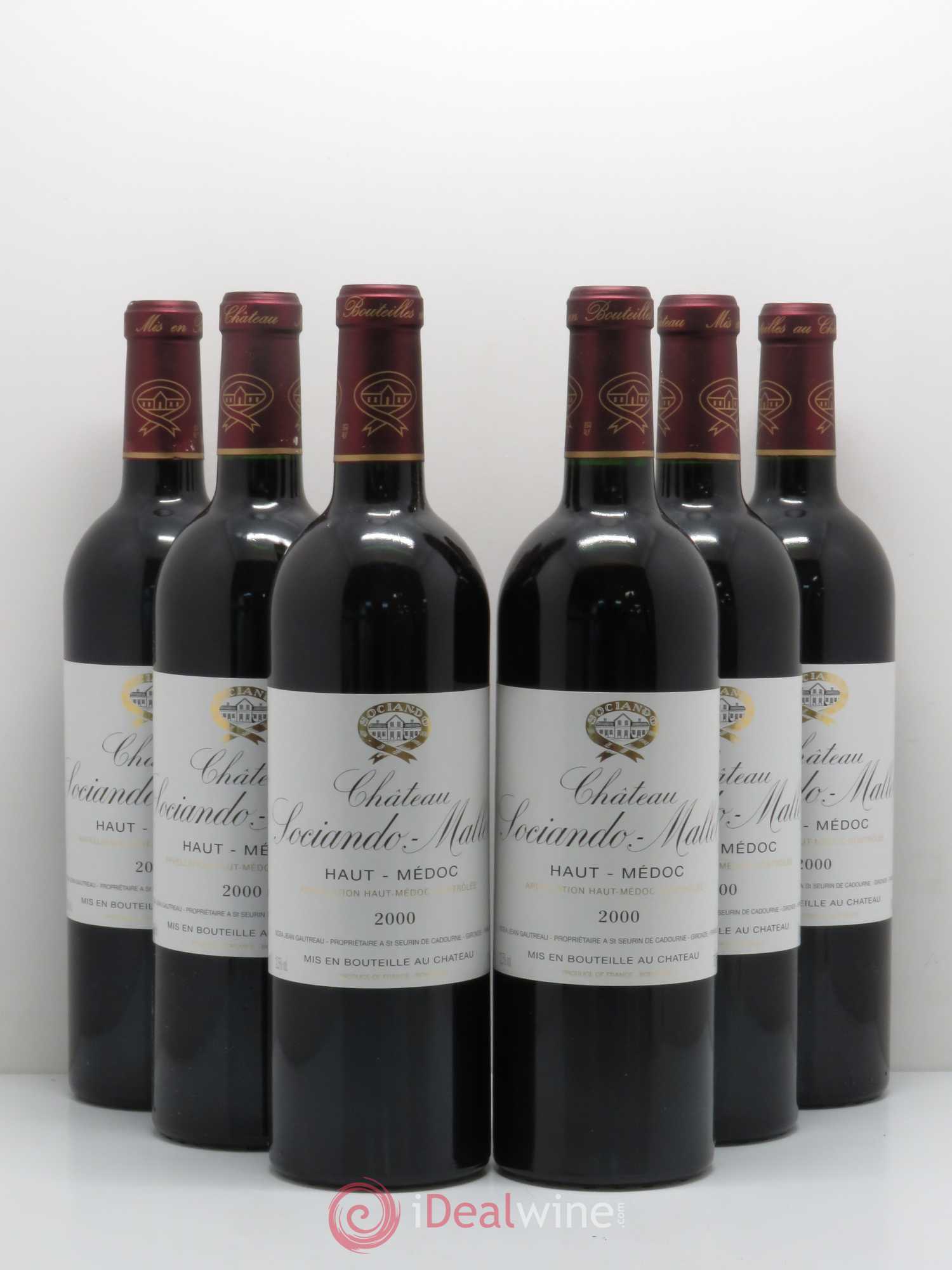 Château Sociando Mallet 2000 - Lot de 6 bouteilles - 0