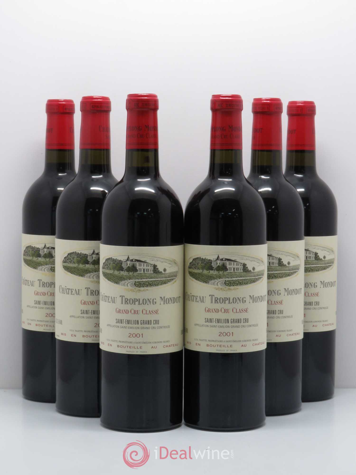 Château Troplong Mondot 1er Grand Cru Classé B 2001 - Lot de 6 bouteilles - 0