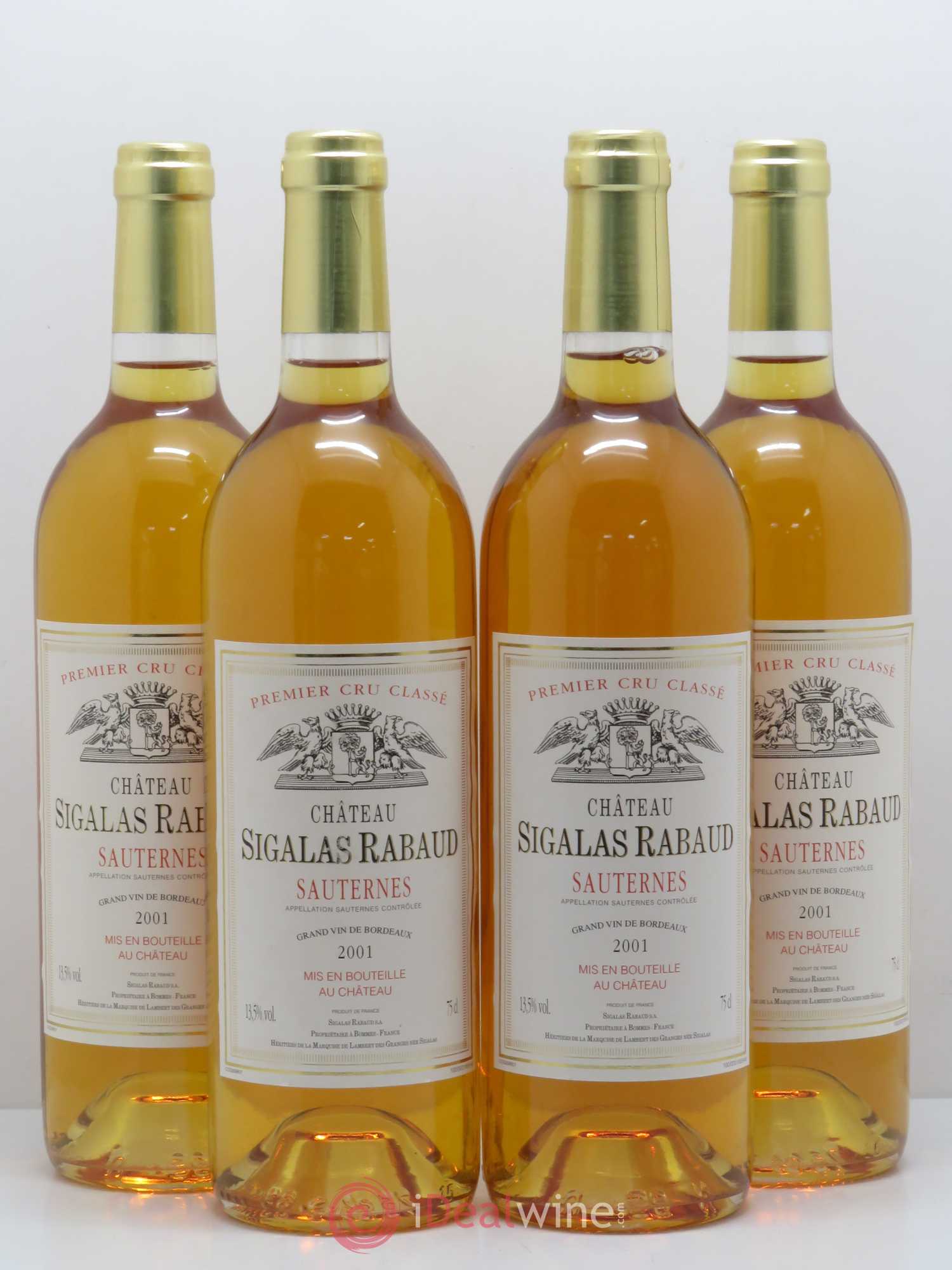 Château Sigalas Rabaud 1er Grand Cru Classé 2001 - Lotto di 4 bottiglie - 0
