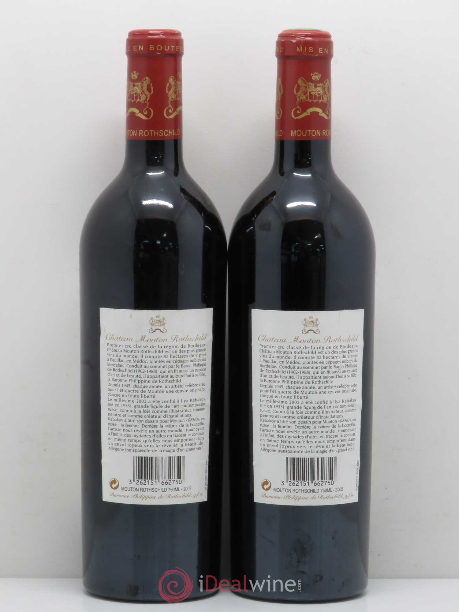 Château Mouton Rothschild 1er Grand Cru Classé 2002 - Lot de 2 bouteilles - 1