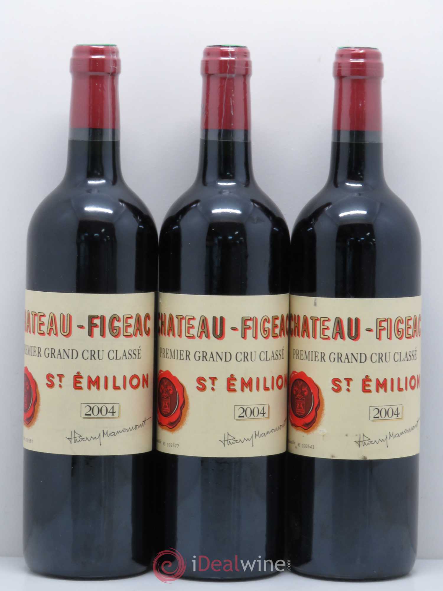 Château Figeac 1er Grand Cru Classé A 2004 - Lot de 3 bouteilles - 0