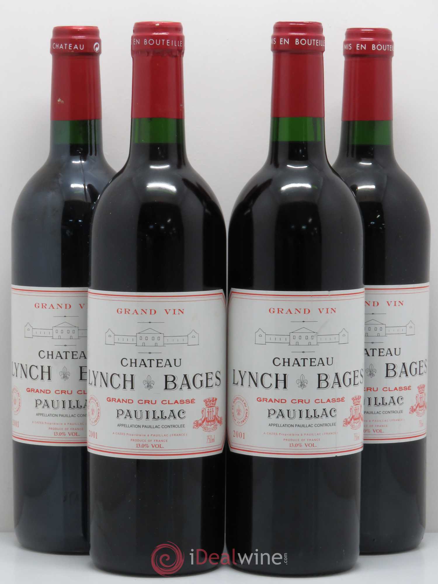 Château Lynch Bages 5ème Grand Cru Classé 2001 - Lot de 4 bouteilles - 0