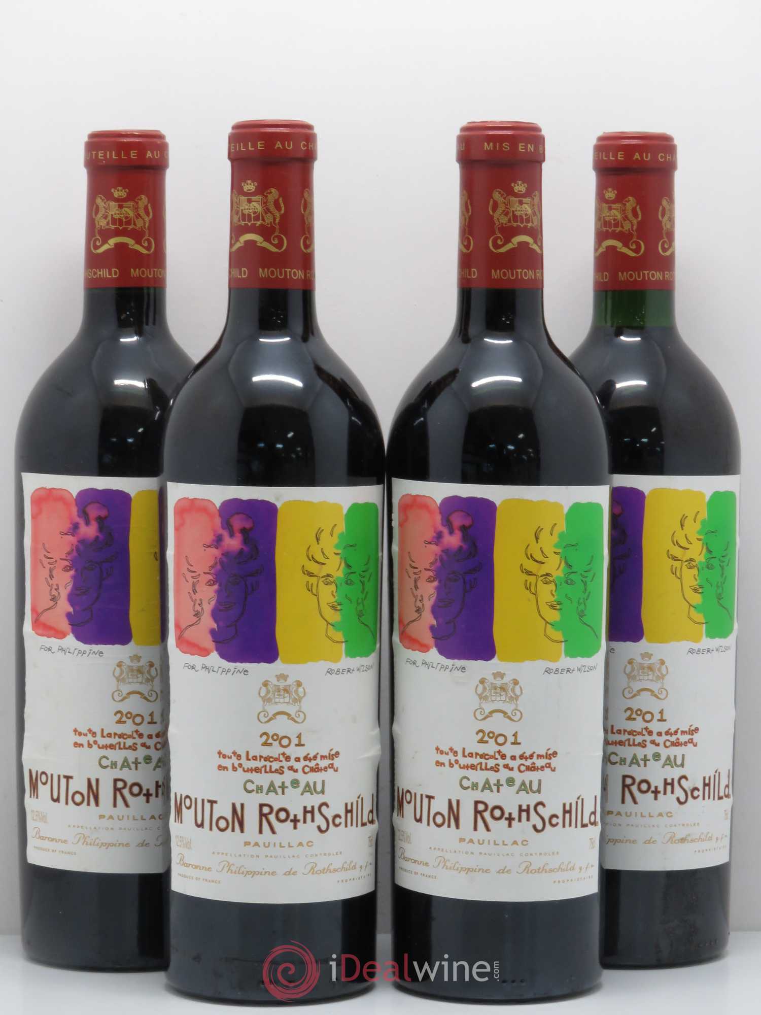 Château Mouton Rothschild 1er Grand Cru Classé 2001 - Lot de 4 bouteilles - 0