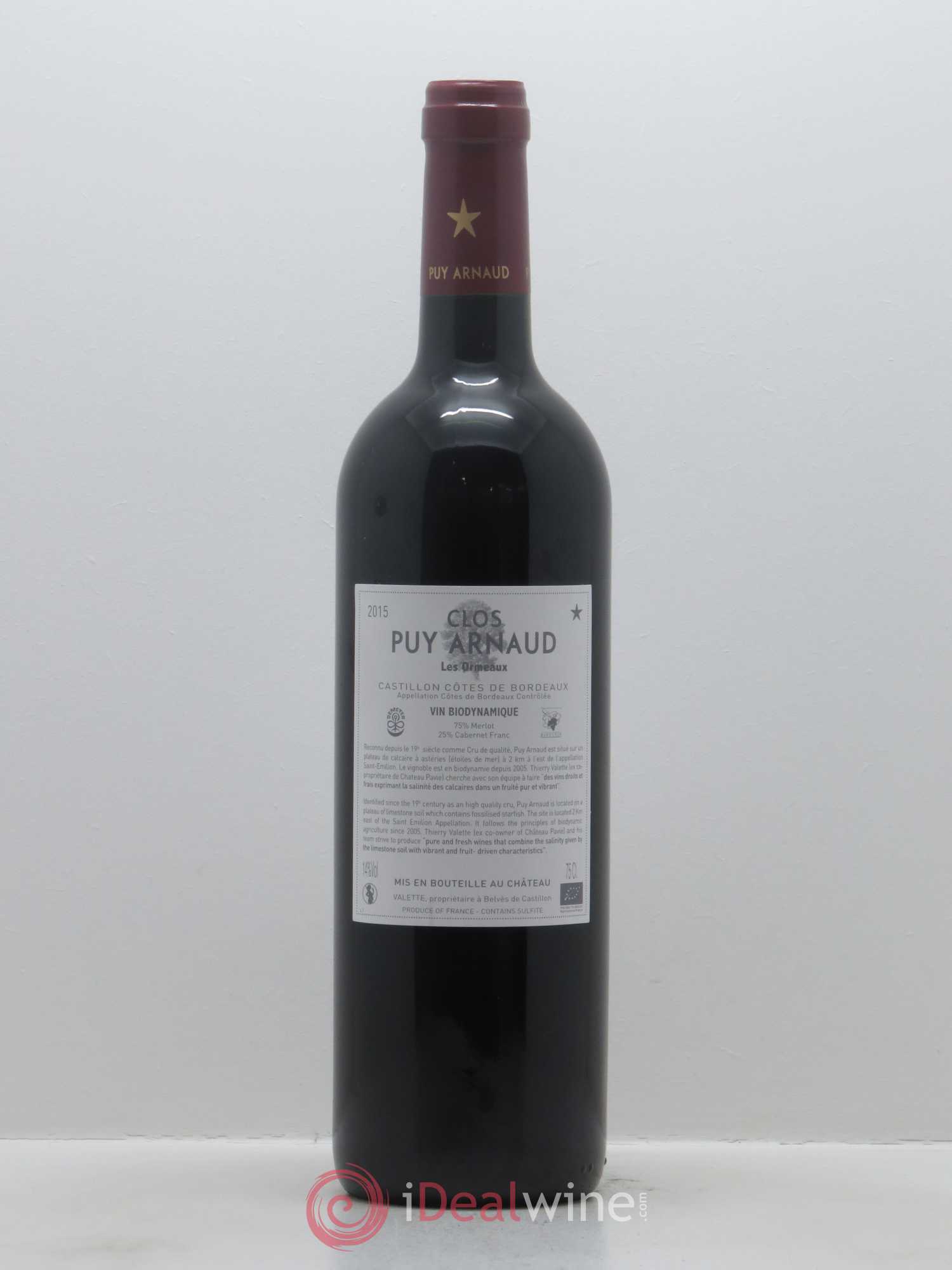 Clos Puy Arnaud - Cuvée Les Ormeaux 2015 - Lot de 1 bouteille - 1