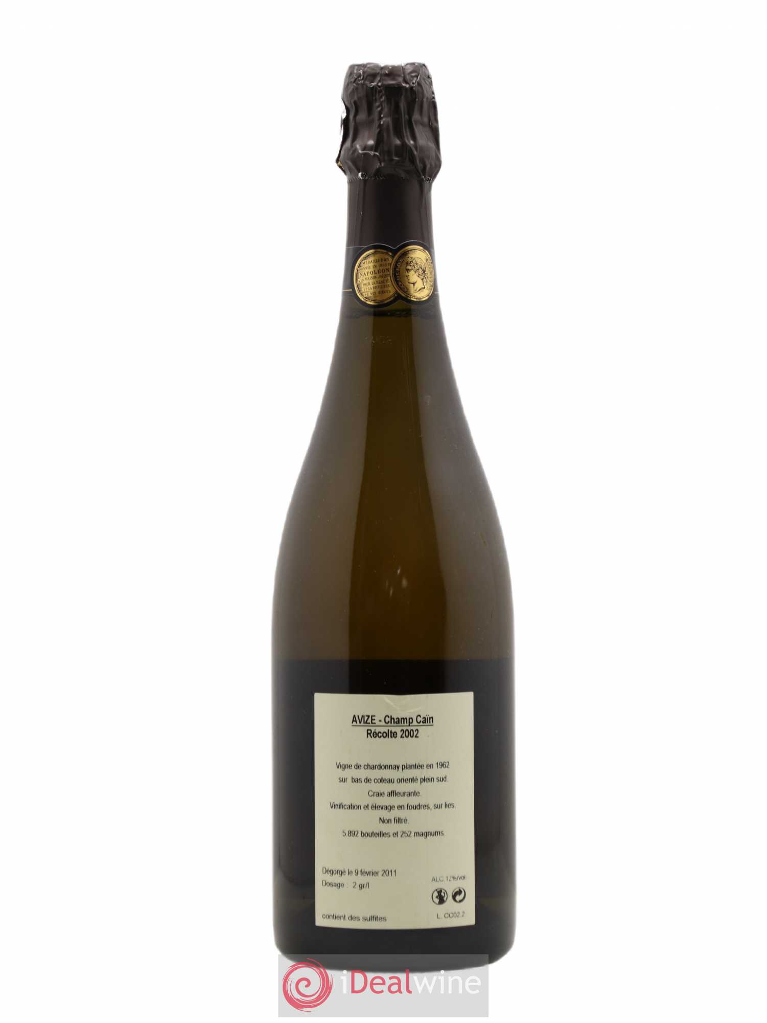 Avize Champ Caïn Extra-Brut Jacquesson 2002 - Lot de 1 bouteille - 1