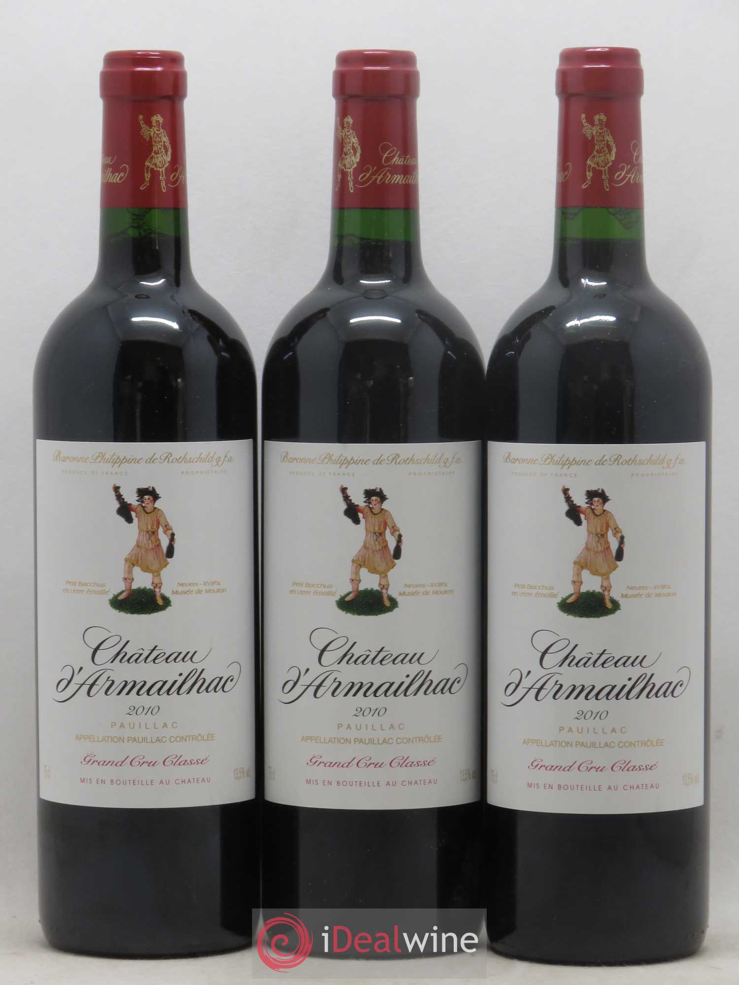 Château d' Armailhac - Mouton Baron(ne) Philippe 5ème Grand Cru Classé 2010 - Lot de 3 bouteilles - 0