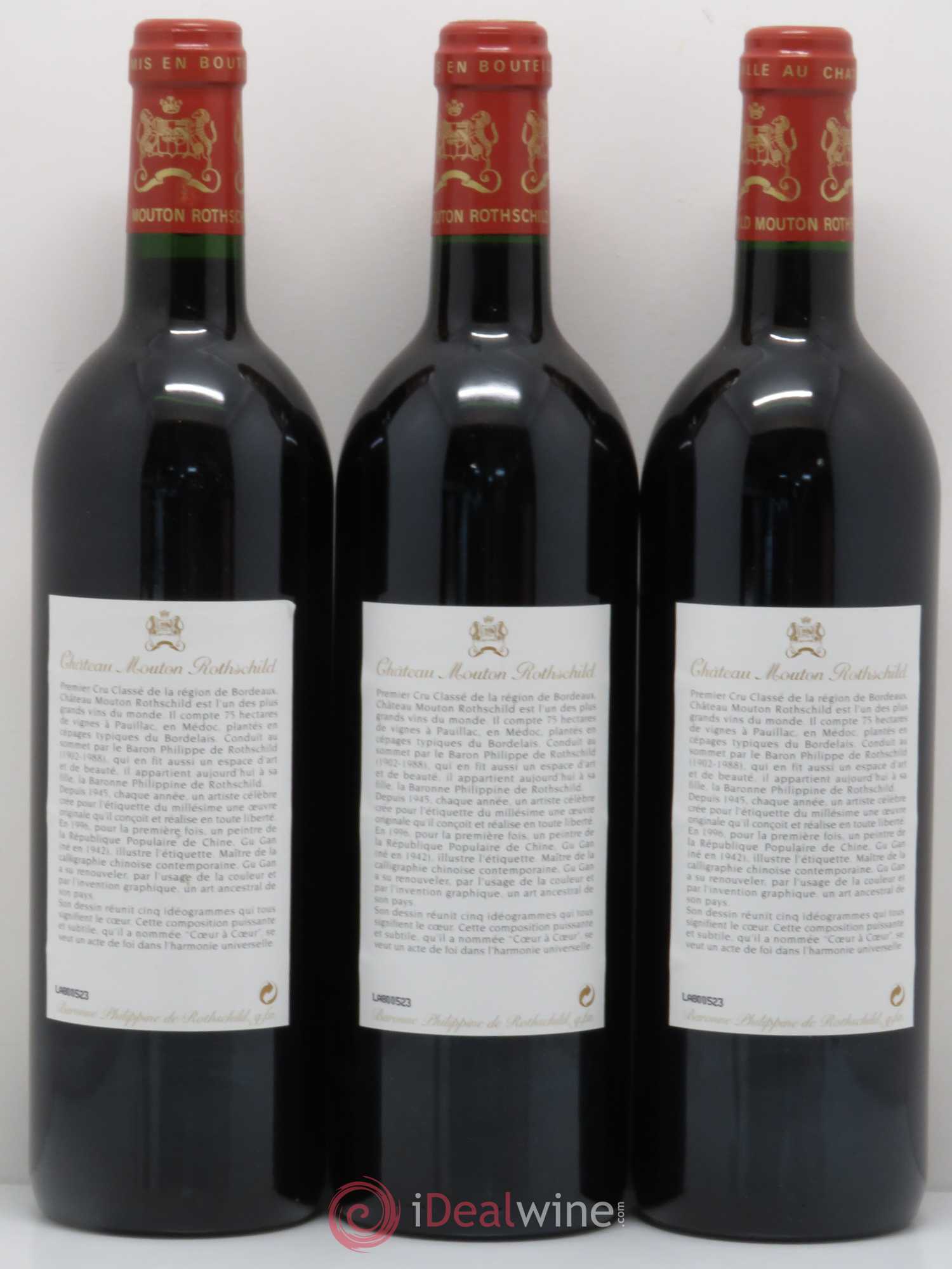 Château Mouton Rothschild 1er Grand Cru Classé 1996 - Lot de 3 bouteilles - 1
