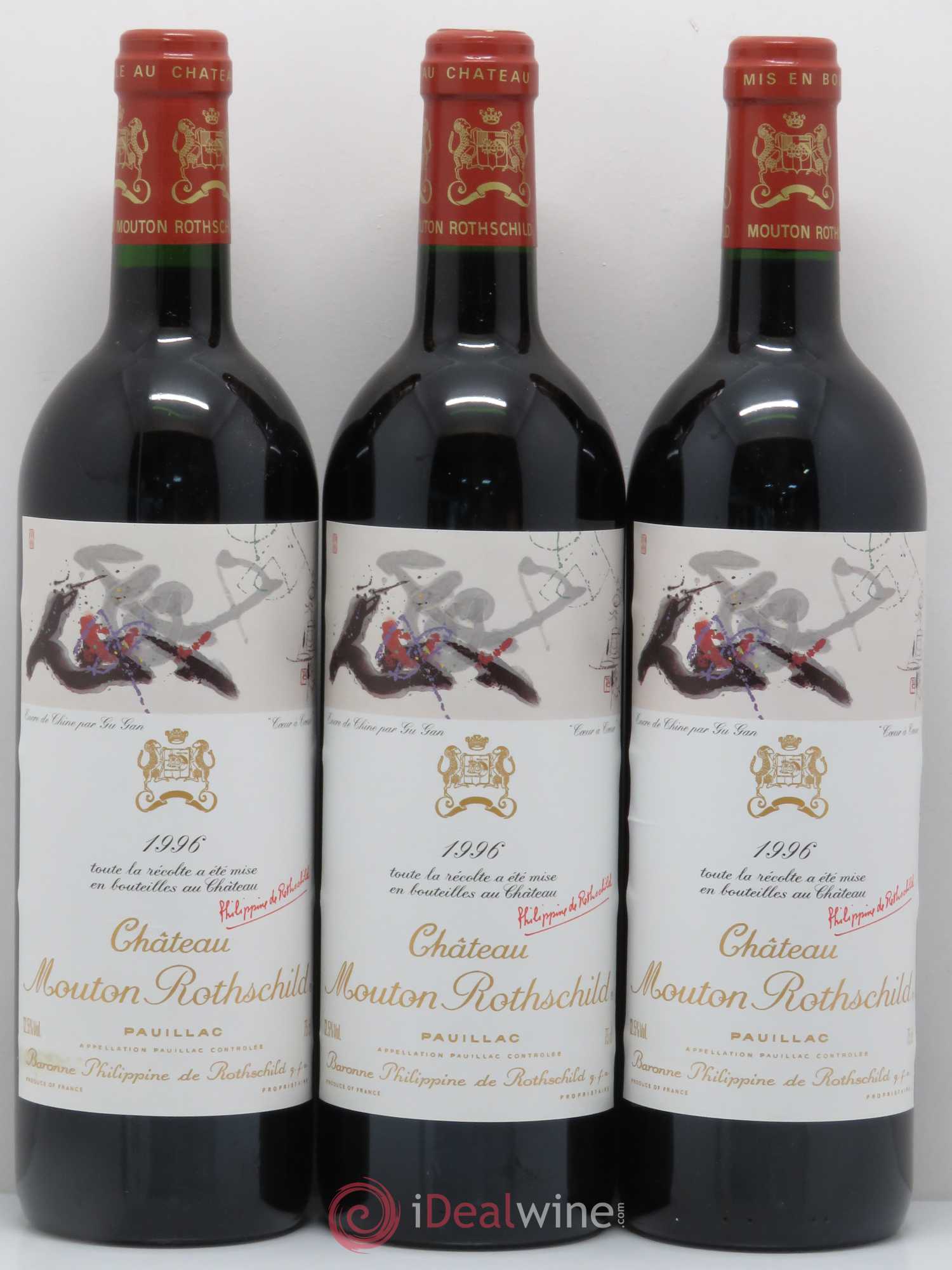 Château Mouton Rothschild 1er Grand Cru Classé 1996 - Lot de 3 bouteilles - 0