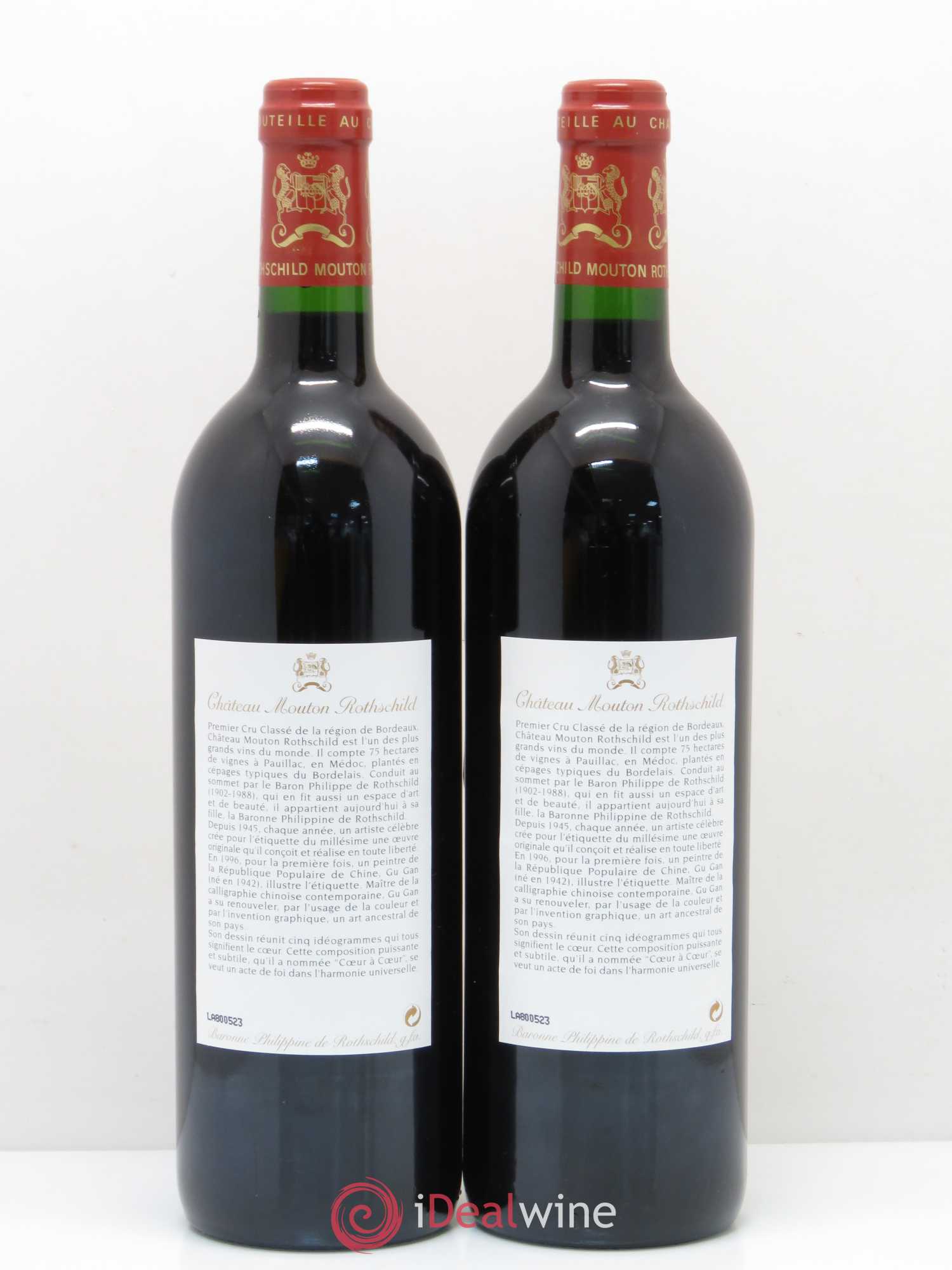 Château Mouton Rothschild 1er Grand Cru Classé 1996 - Lot de 2 bouteilles - 1