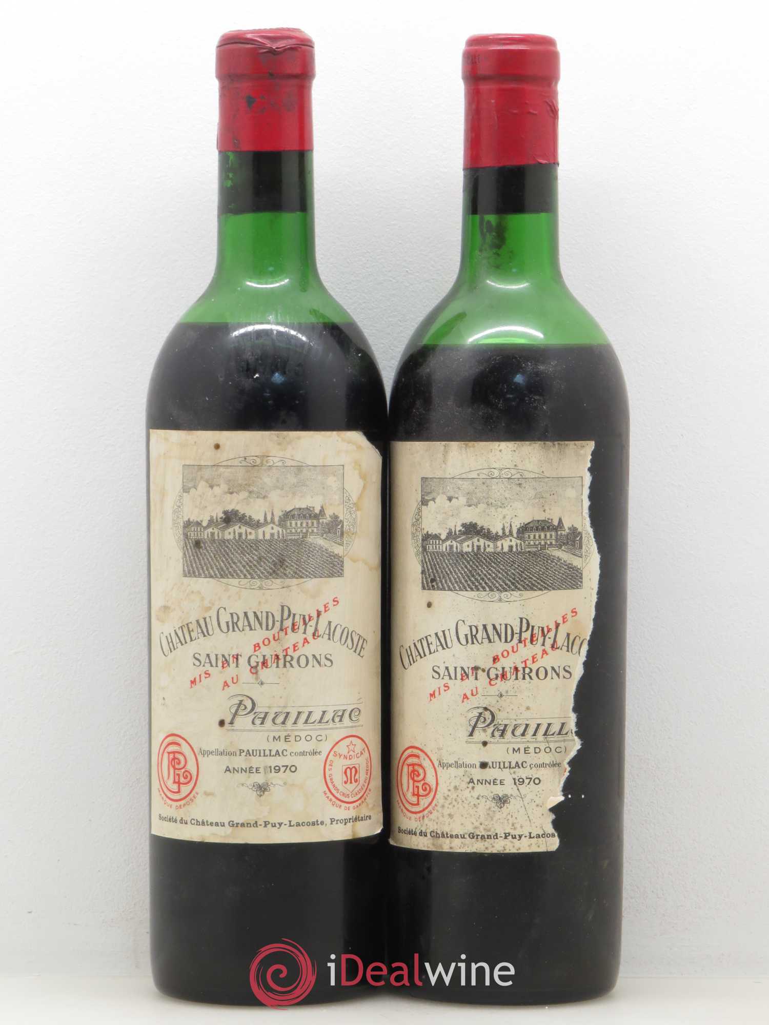 Château Grand Puy Lacoste 5ème Grand Cru Classé 1970 - Lot de 2 bouteilles - 0