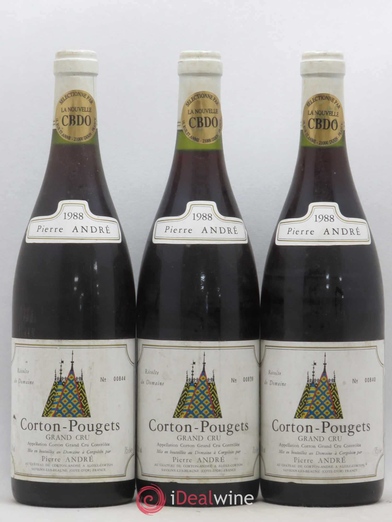 Corton Grand Cru Pougets Pierre André 1988 - Lot de 3 bouteilles - 0