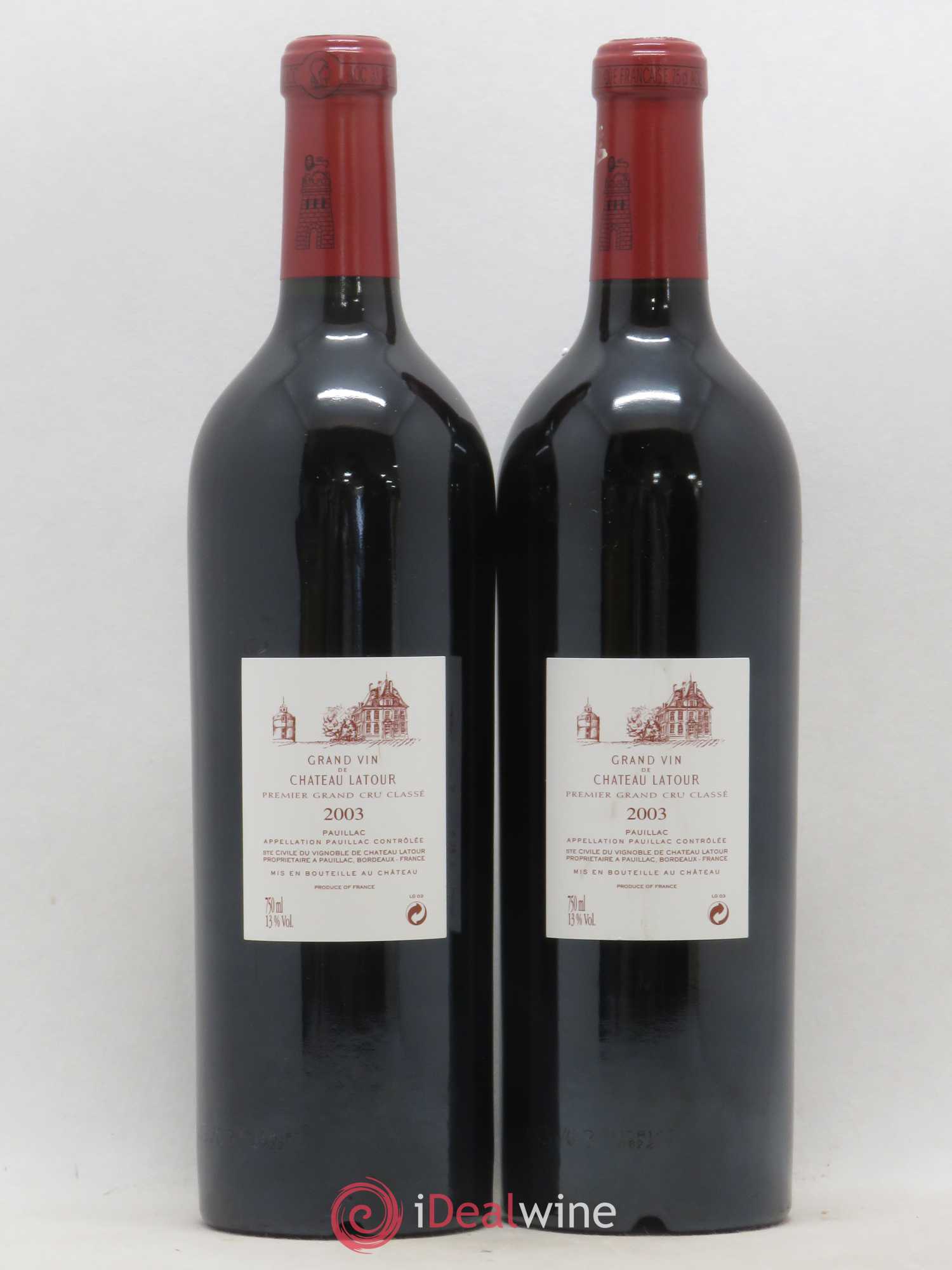 Château Latour 1er Grand Cru Classé 2003 - Lot de 2 bouteilles - 1