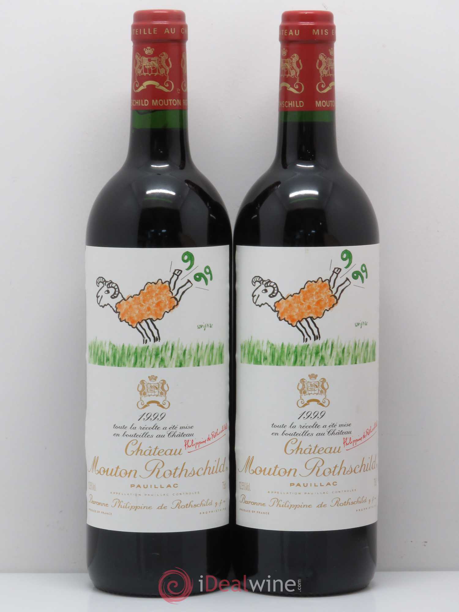 Château Mouton Rothschild 1er Grand Cru Classé 1999 - Lot de 2 bouteilles - 0