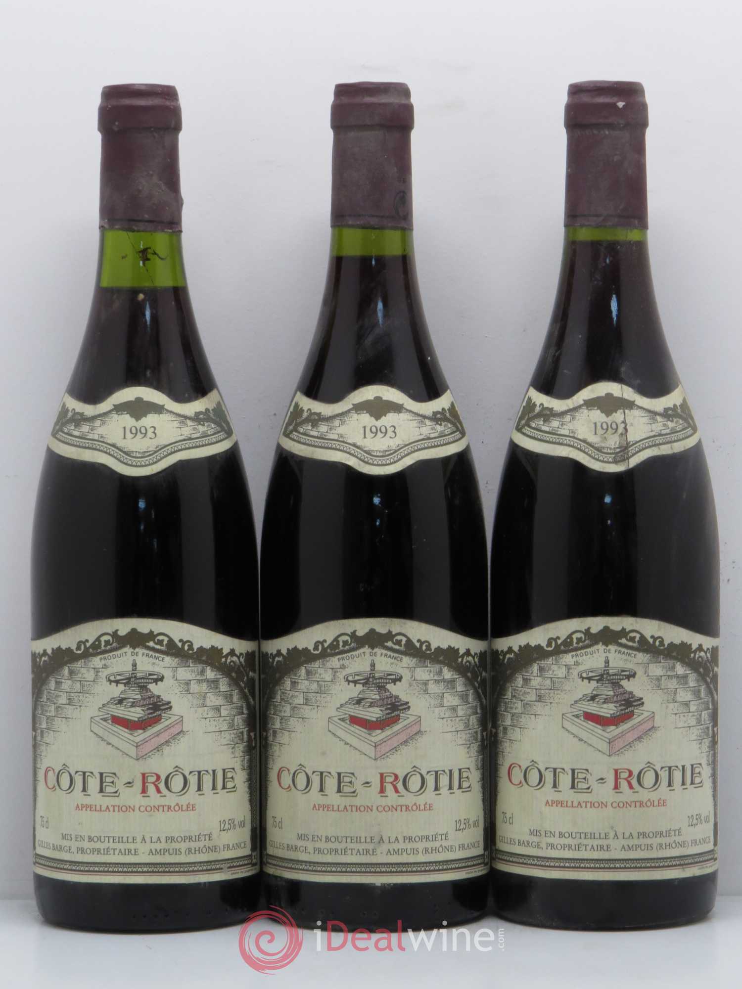 Côte-Rôtie Domaine Gilles Barge 1993 - Posten von 3 Flaschen - 0