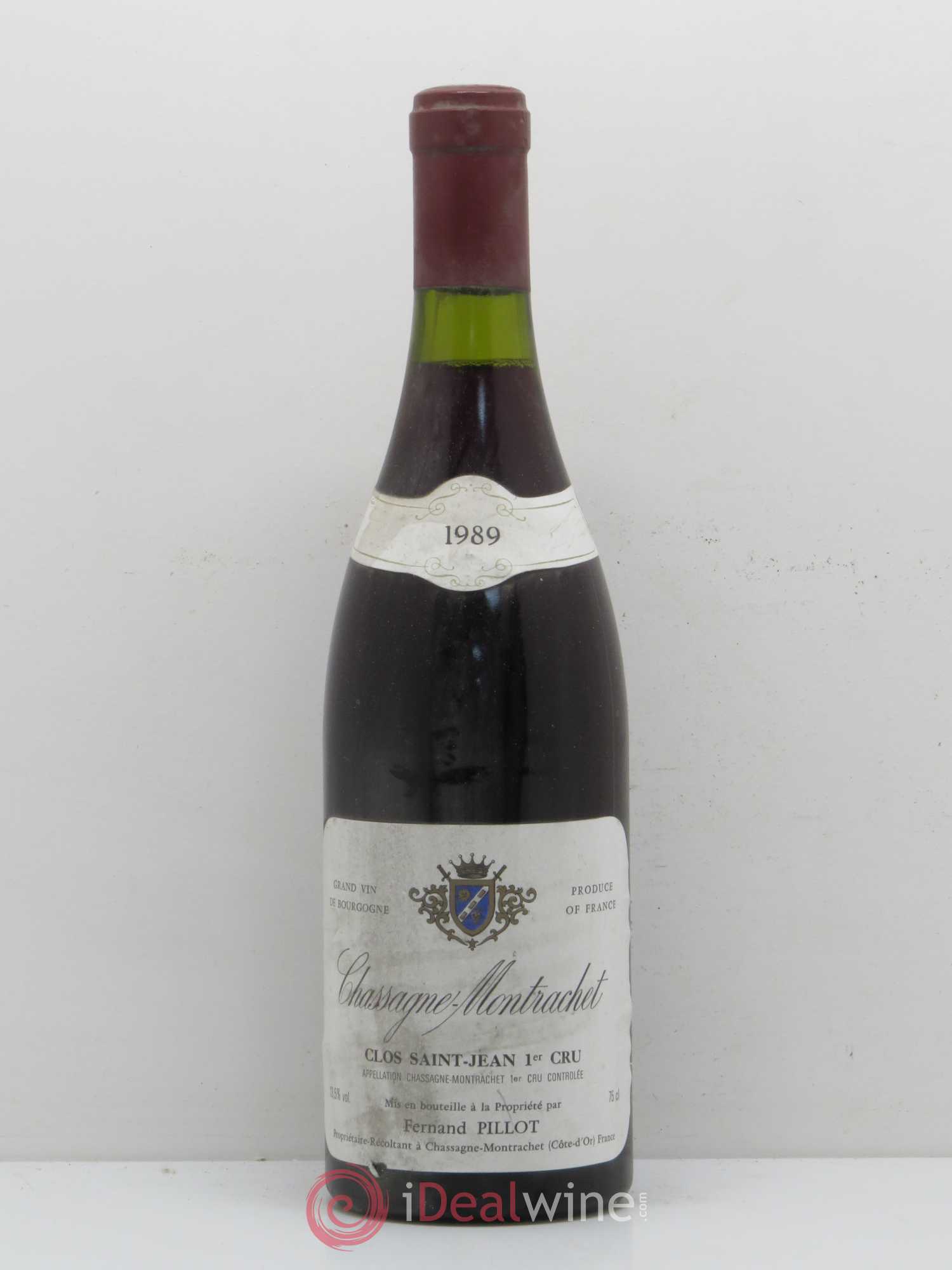 Chassagne-Montrachet 1er Cru Clos St Jean Domaine F.Pillot 1989 - Posten von 1 Flasche - 0