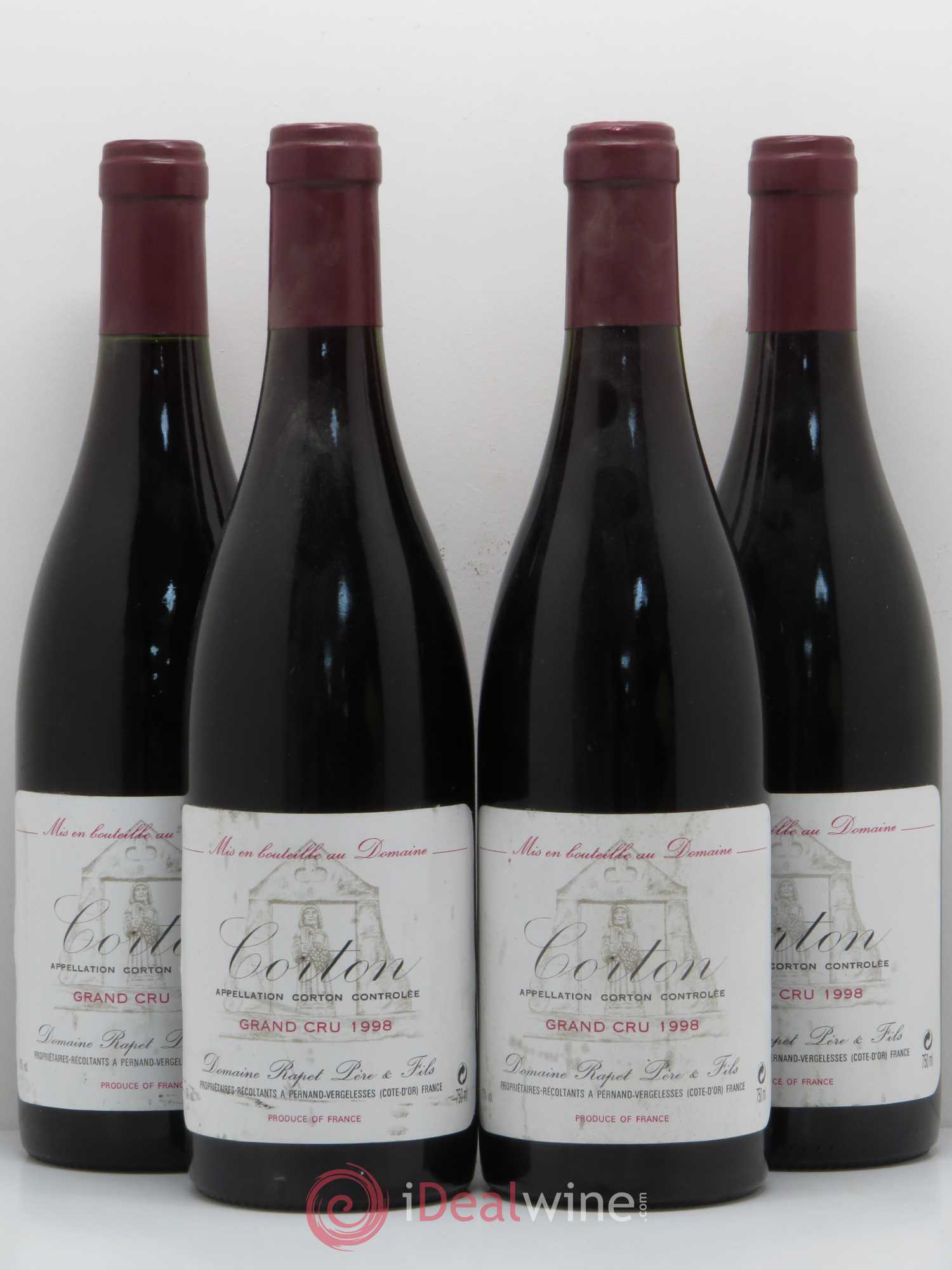 Corton Grand Cru Domaine Rapet 1998 - Lot de 4 bouteilles - 0