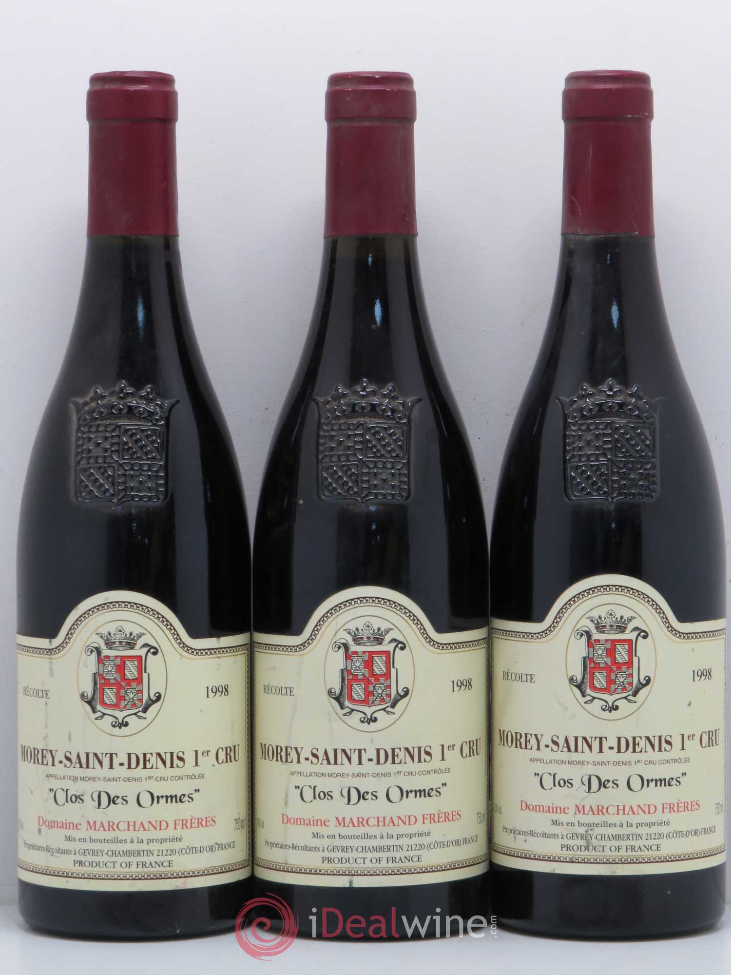 Morey-Saint-Denis 1er Cru Clos des Ormes Domaine Marchand Freres 1998 - Posten von 3 Flaschen - 0