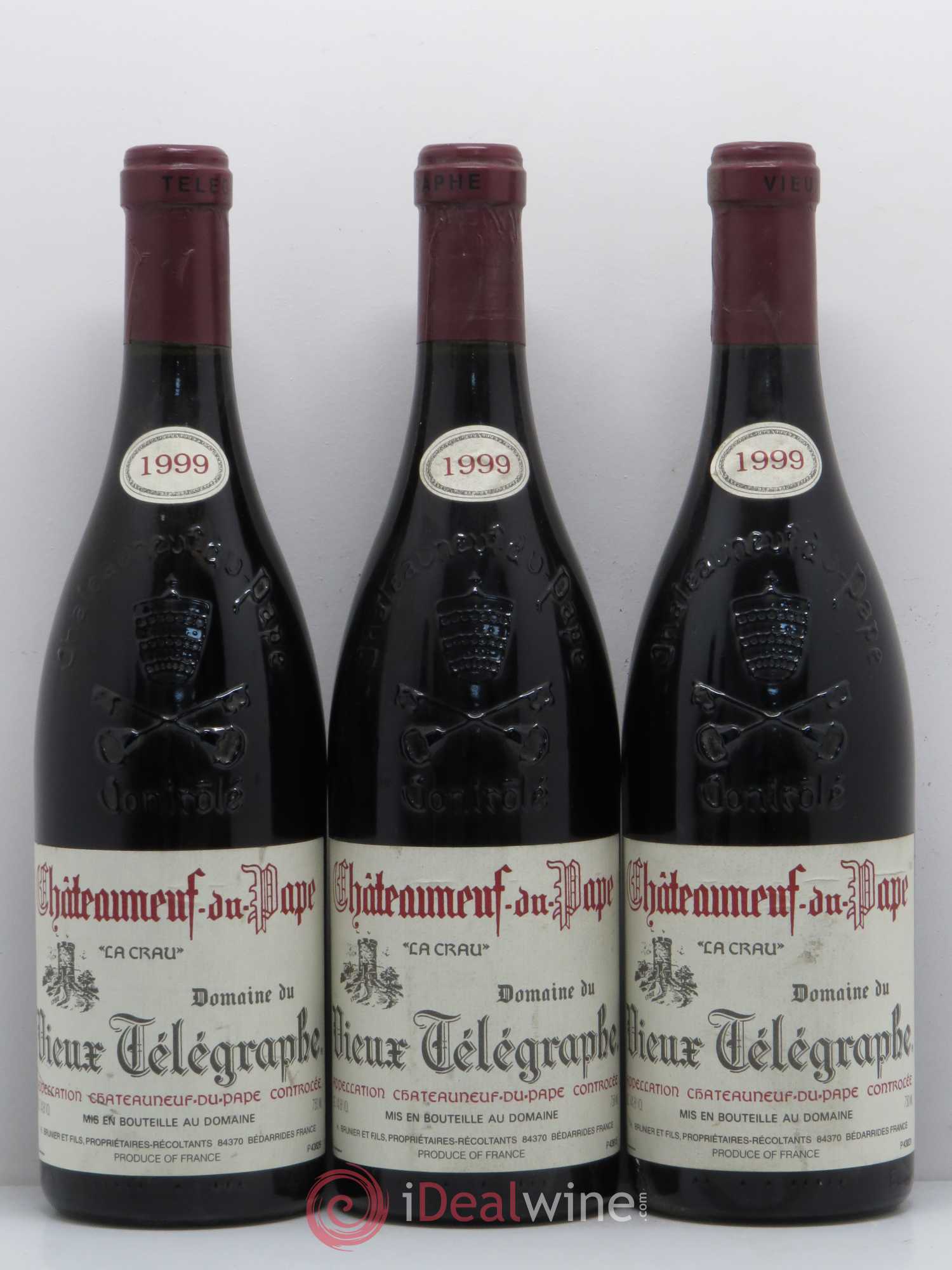 Châteauneuf-du-Pape Vieux Télégraphe (Domaine du) Vignobles Brunier 1999 - Lot de 5 bouteilles - 1