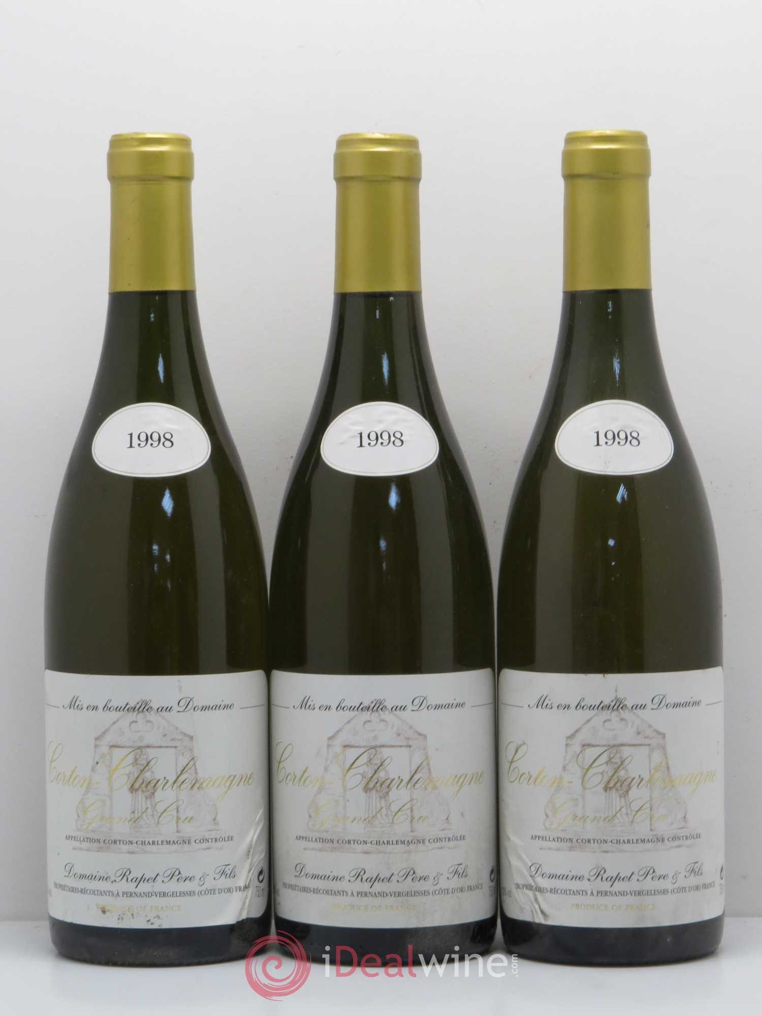 Corton-Charlemagne Grand Cru Rapet Père & Fils 1998 - Lot de 3 bouteilles - 0