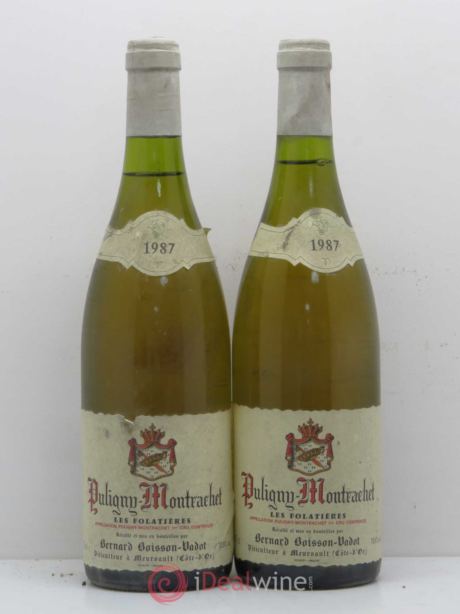 Puligny-Montrachet 1er Cru Les Folatieres Domaine Bernard Boisson Vadot 1987 - Posten von 2 Flaschen - 0