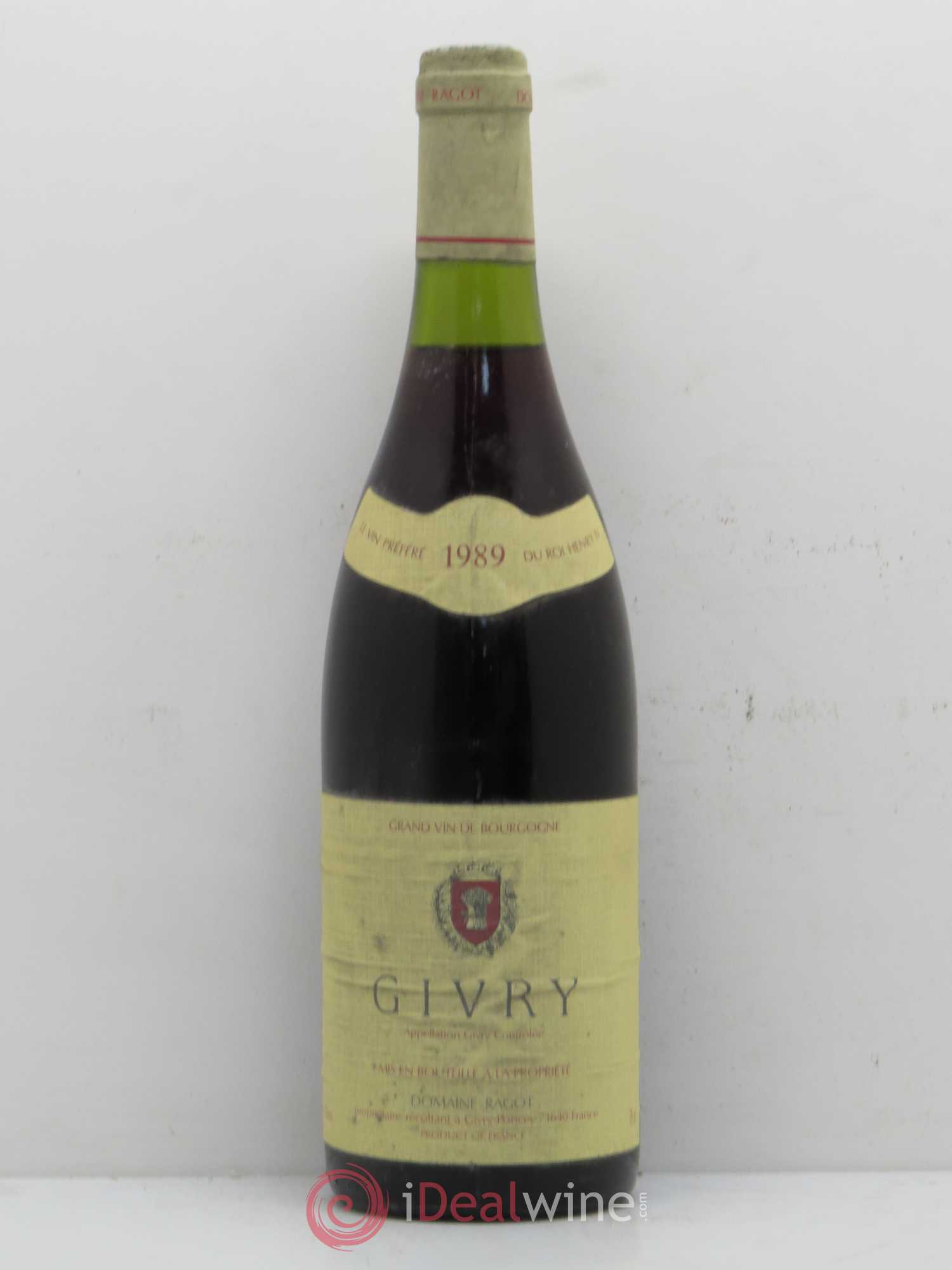 Givry Vieilles vignes Ragot (Domaine) 1989 - Lot de 1 bouteille - 0