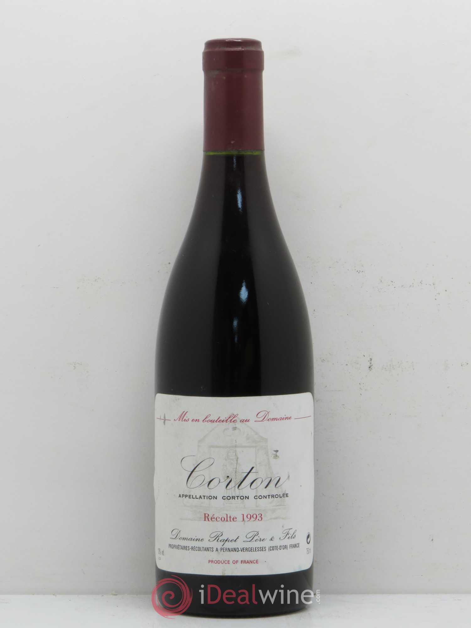 Corton Grand Cru Domaine Rapet 1993 - Lot de 1 bouteille - 0