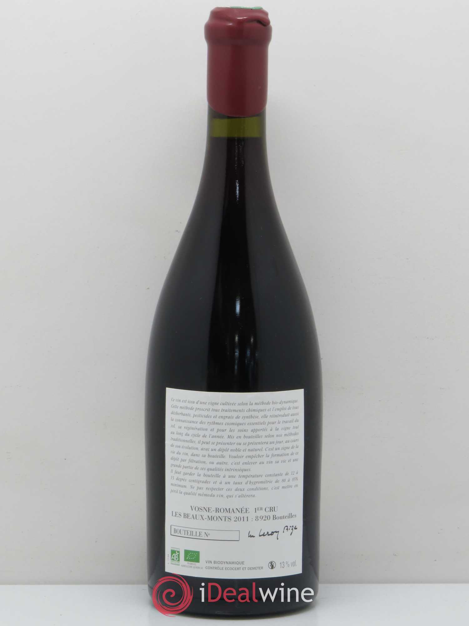 Vosne-Romanée 1er Cru Les Beaux-Monts Leroy (Domaine) 2011 - Lot de 1 bouteille - 1