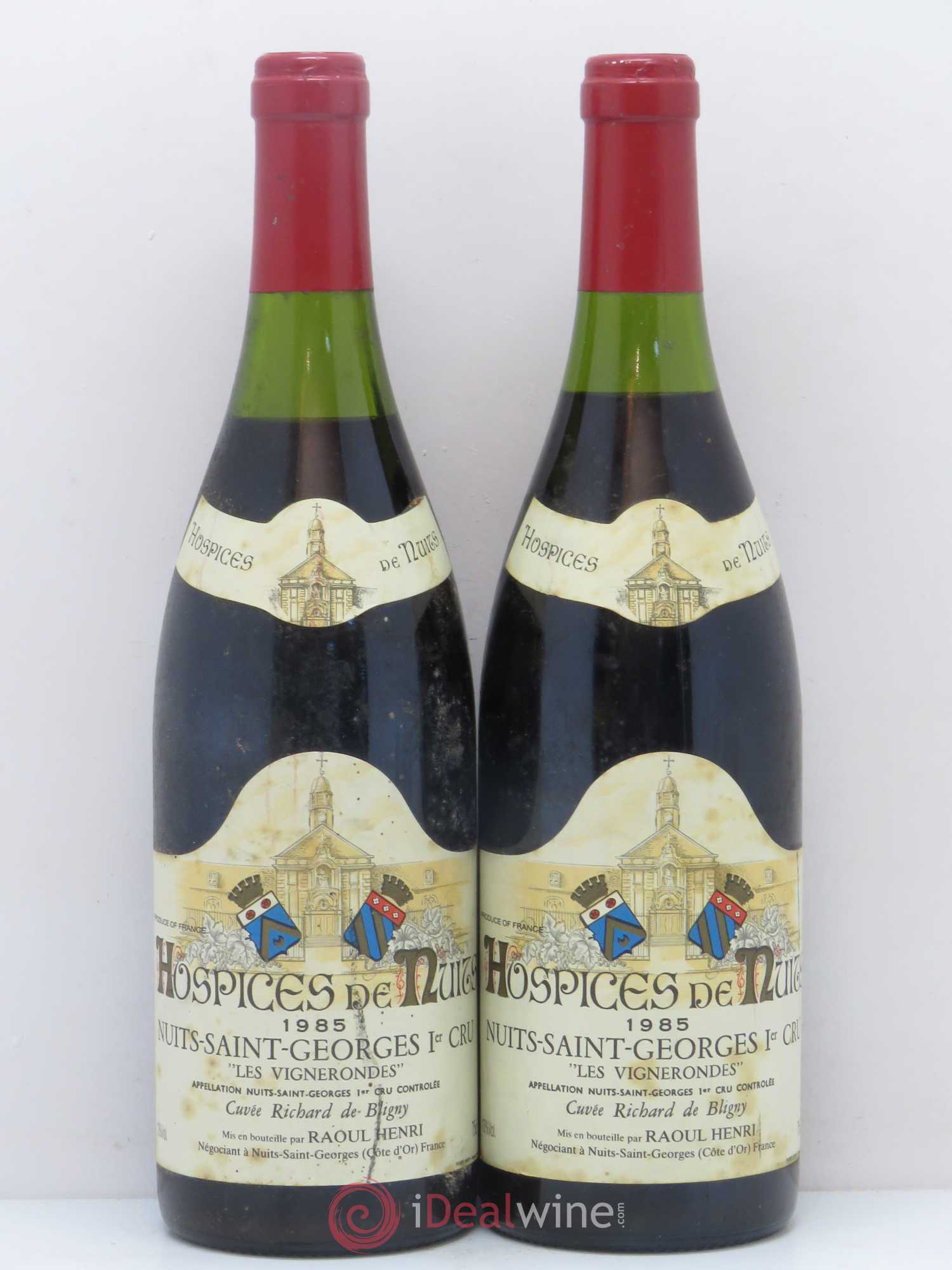 Nuits-Saint-Georges 1er Cru Hospices de Nuit Les Vignerondes Cuvée Richard de Bligny Raoul Henri 1985 - Posten von 2 Flaschen - 0