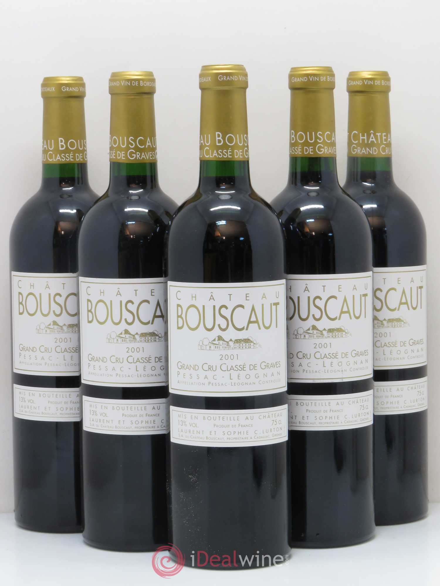 Château Bouscaut Cru Classé de Graves 2001 - Lot de 5 bouteilles - 0