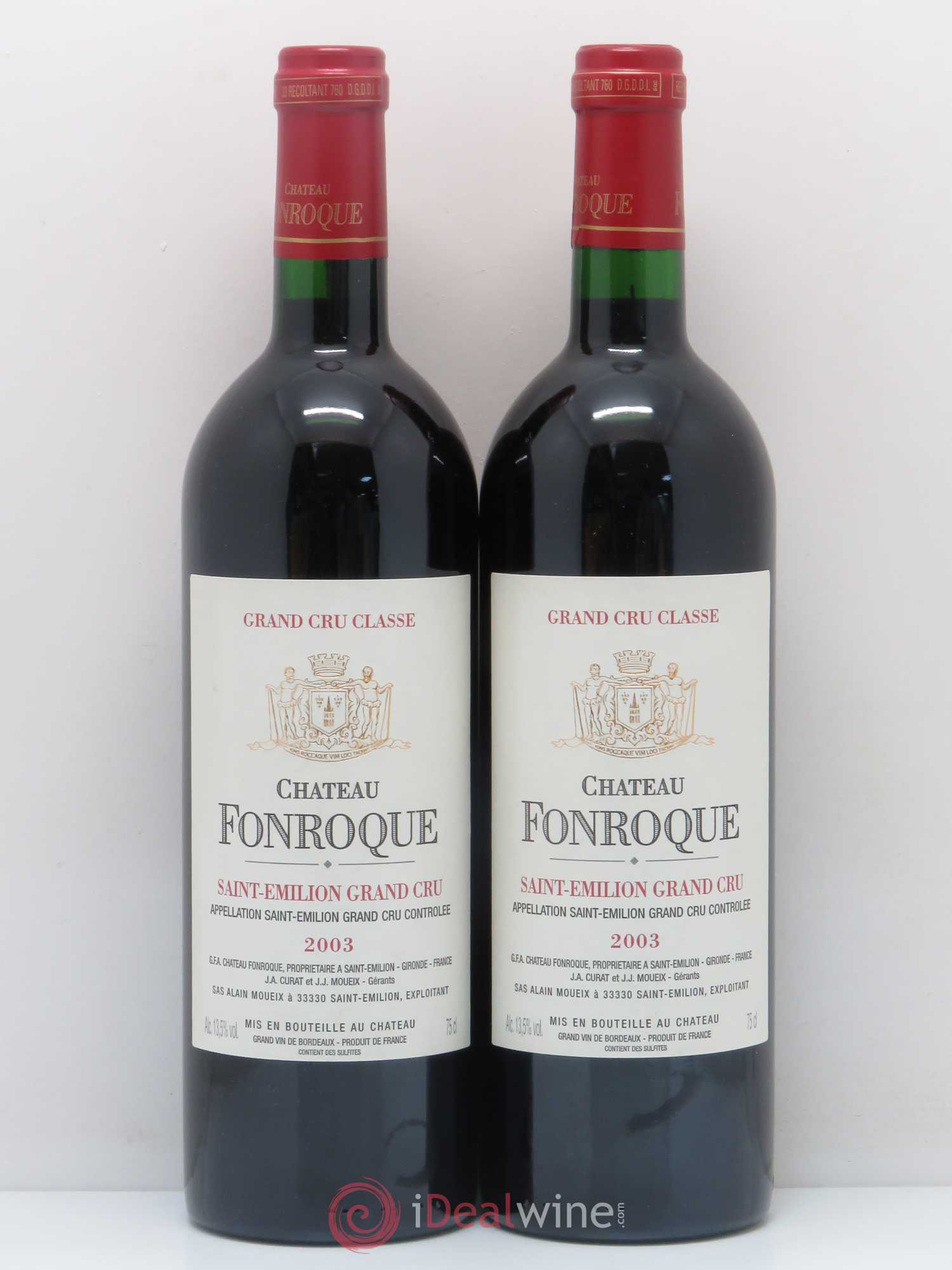 Château Fonroque Grand Cru Classé 2003 - Lot de 2 bouteilles - 0