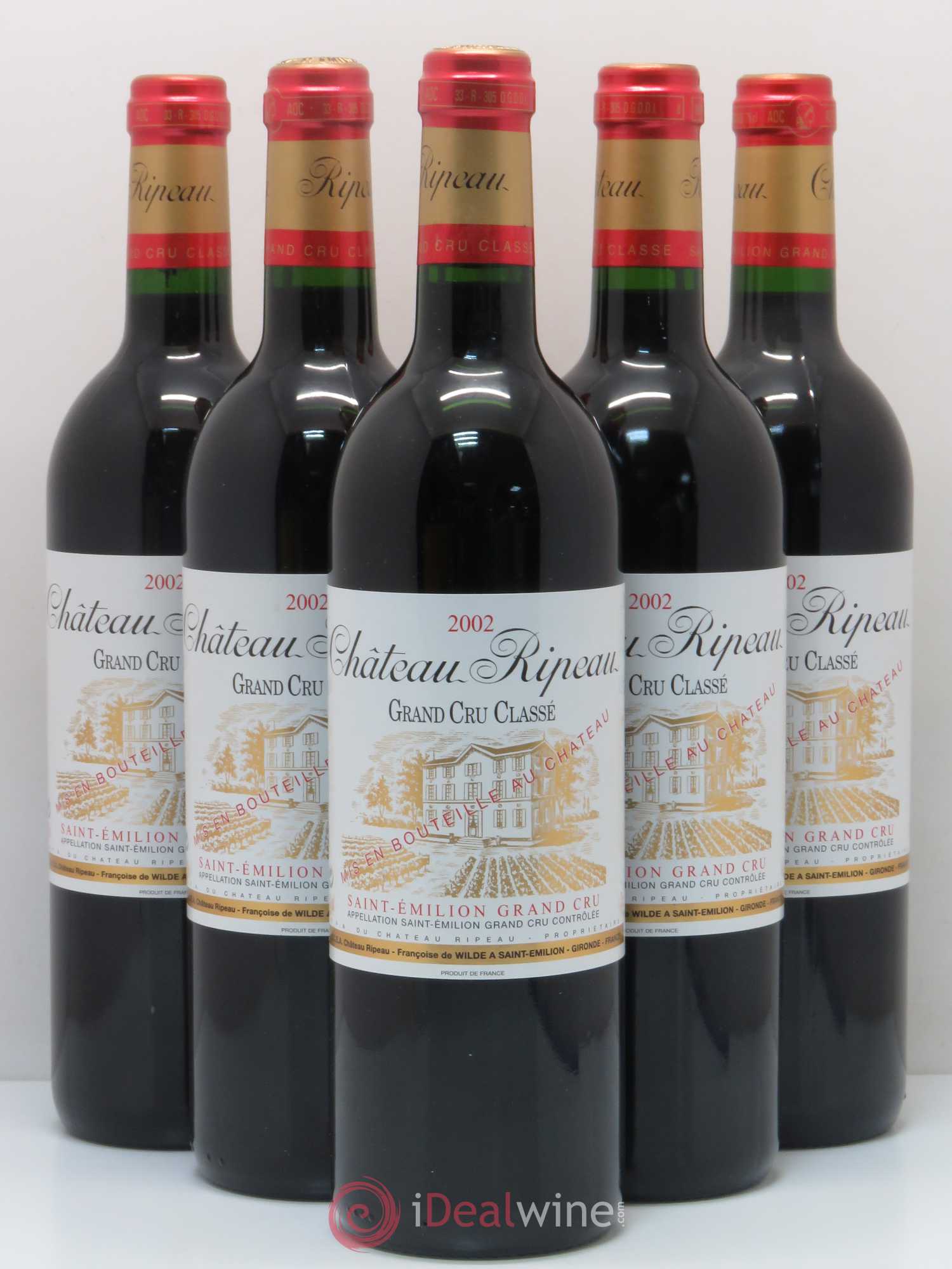 Château Ripeau Grand Cru Classé 2002 - Posten von 5 Flaschen - 0