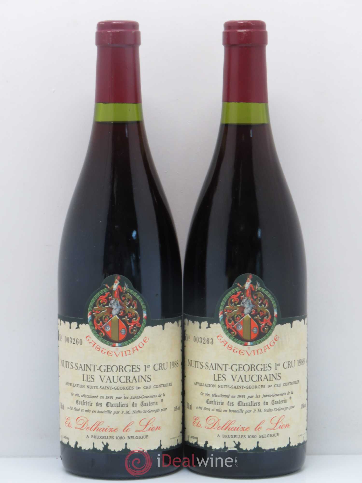 Nuits-Saint-Georges 1er Cru Tastevinage Delhaise Le Lion 1988 - Posten von 2 Flaschen - 0