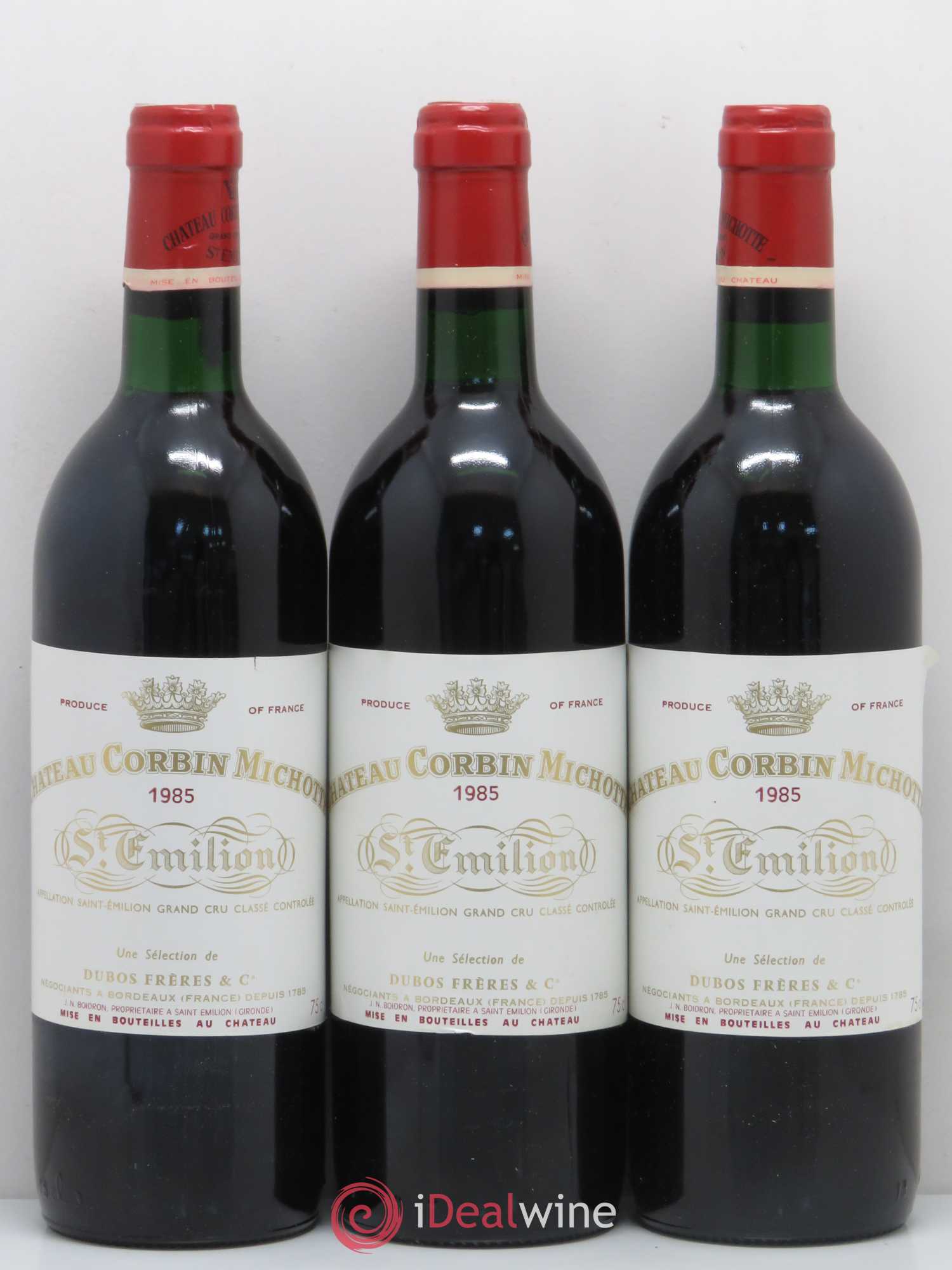 Château Corbin Michotte Grand Cru Classé 1985 - Lot de 3 bouteilles - 0