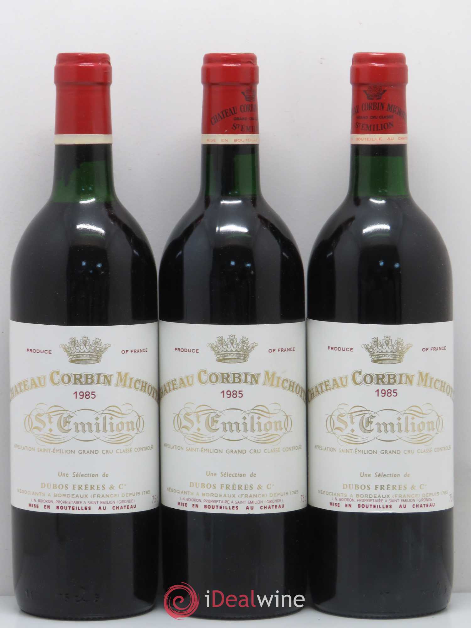 Château Corbin Michotte Grand Cru Classé 1985 - Lot de 3 bouteilles - 0