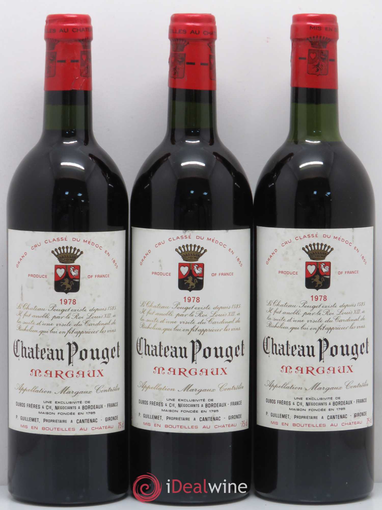 Château Pouget 4ème Grand Cru Classé 1978 - Lot de 3 bouteilles - 0