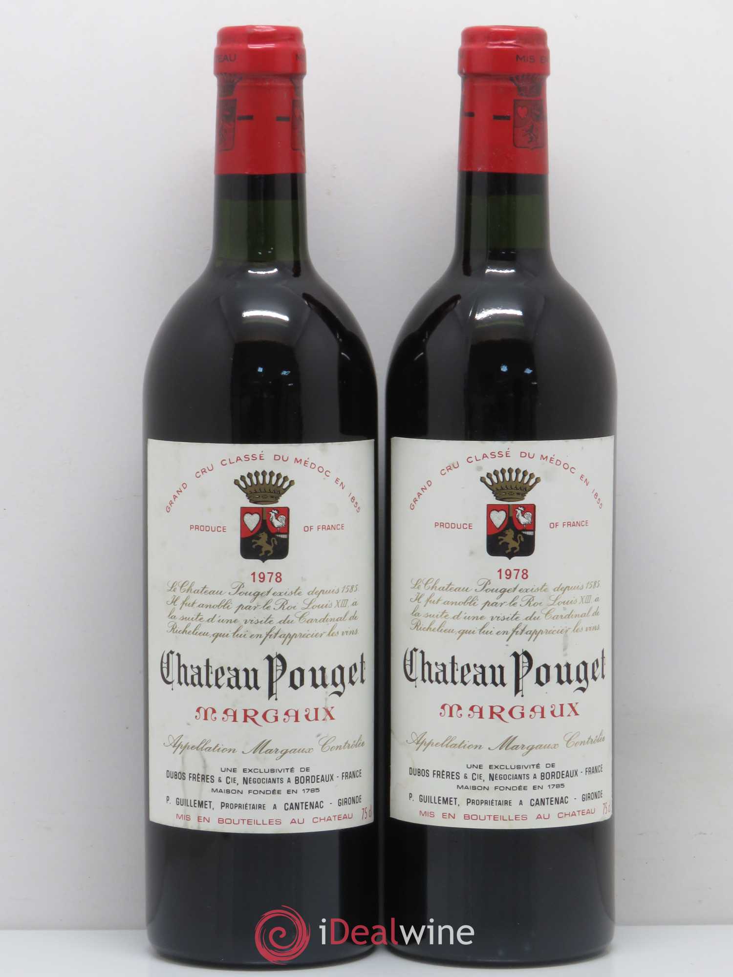 Château Pouget 4ème Grand Cru Classé 1978 - Lot de 2 bouteilles - 0