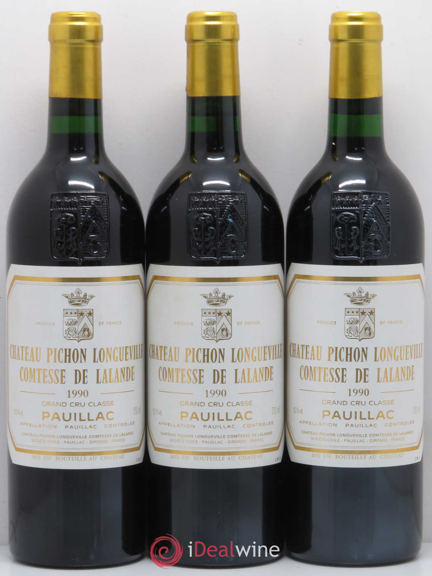 Château Pichon Longueville Comtesse de Lalande 2ème Grand Cru Classé 1990 - Lot de 3 bouteilles - 0