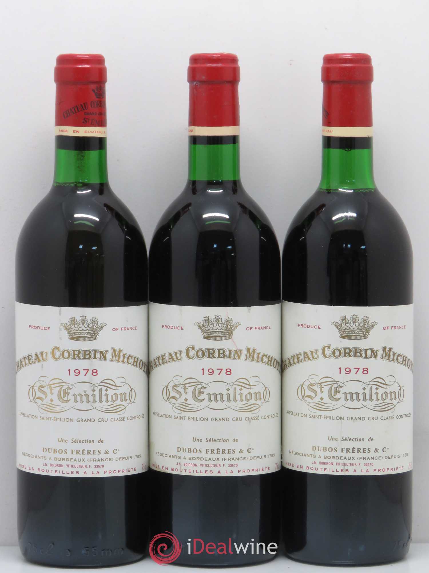 Château Corbin Michotte Grand Cru Classé 1978 - Lot de 3 bouteilles - 0
