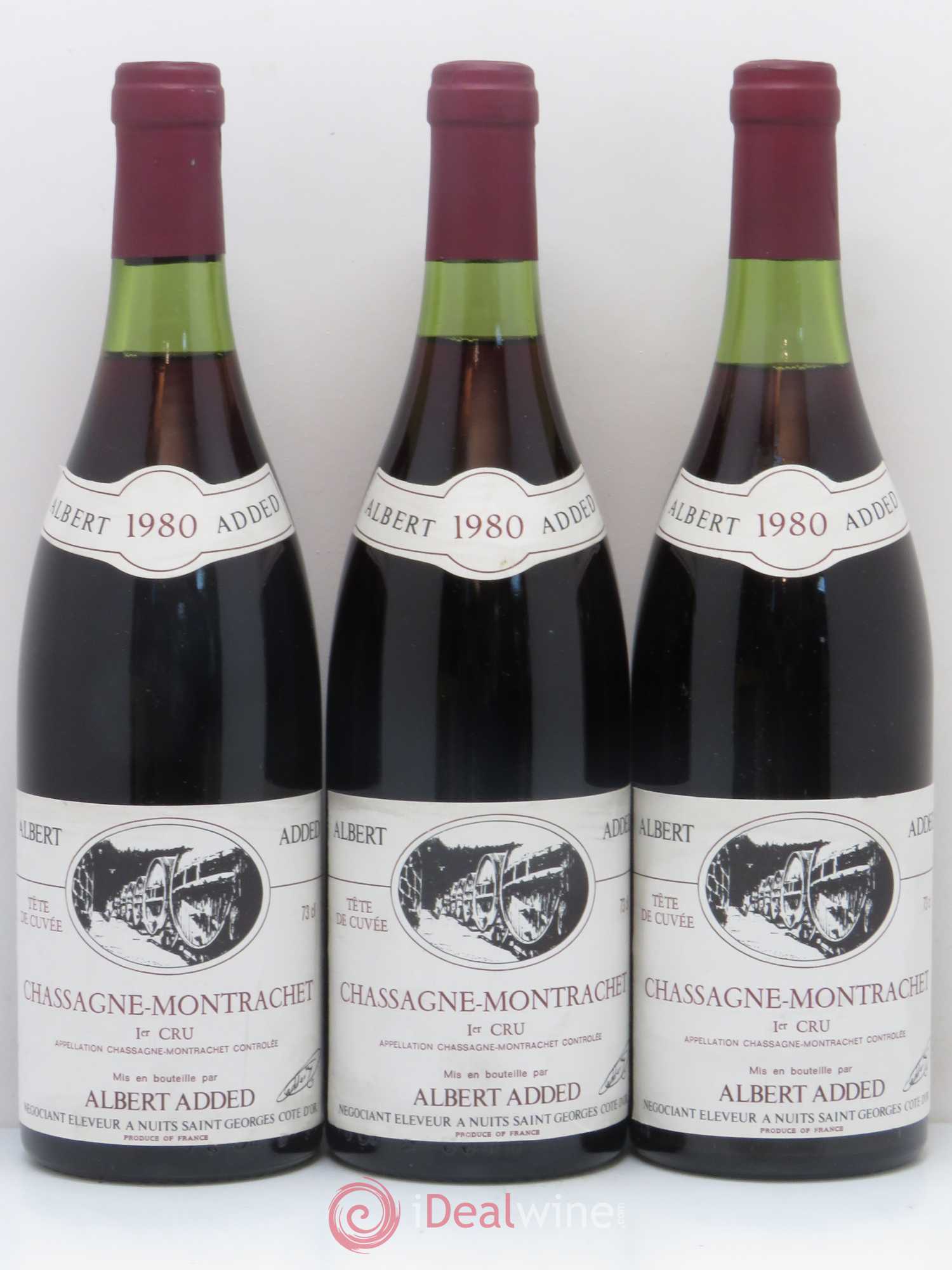 Chassagne-Montrachet 1er Cru Albert Added 1980 - Lot de 3 bouteilles - 0