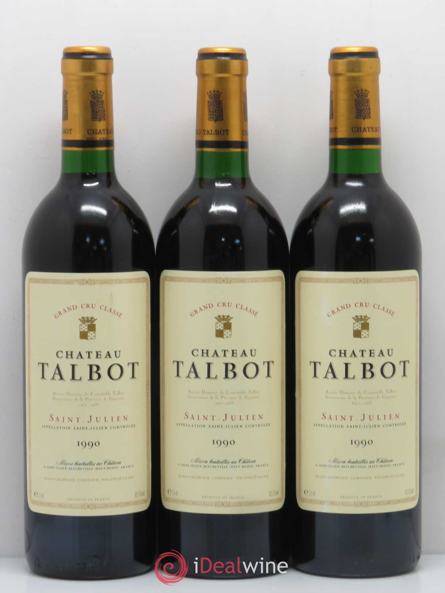 Château Talbot 4ème Grand Cru Classé 1990 - Lot de 3 bouteilles - 0
