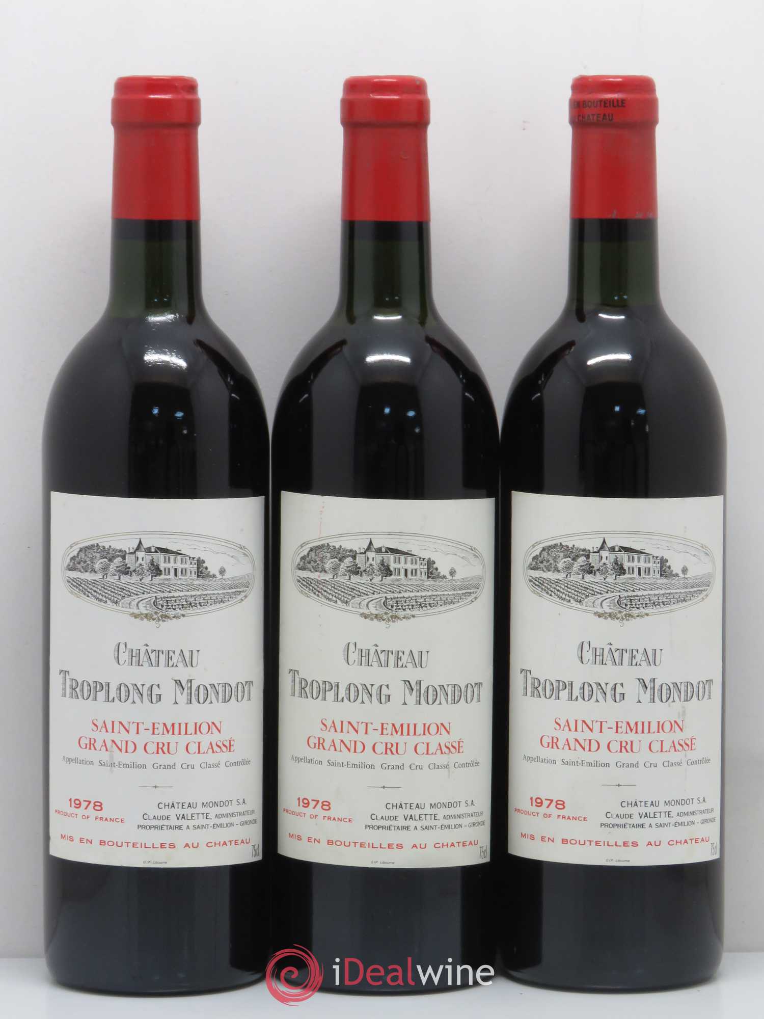 Château Troplong Mondot 1er Grand Cru Classé B 1978 - Lot de 3 bouteilles - 0