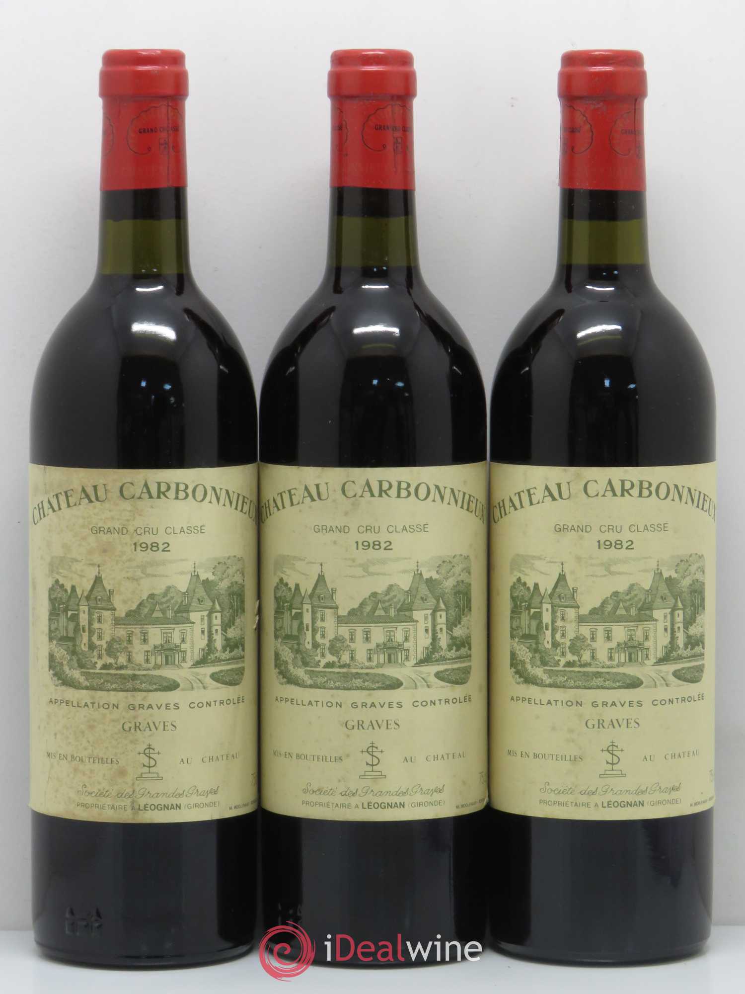 Château Carbonnieux Cru Classé de Graves 1982 - Lot de 3 bouteilles - 0