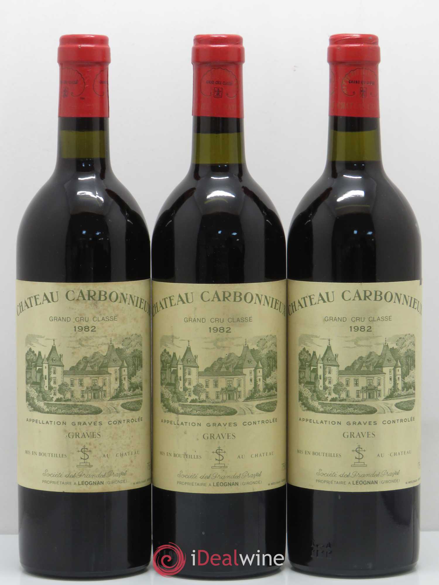 Château Carbonnieux Cru Classé de Graves 1982 - Lot de 3 bouteilles - 0