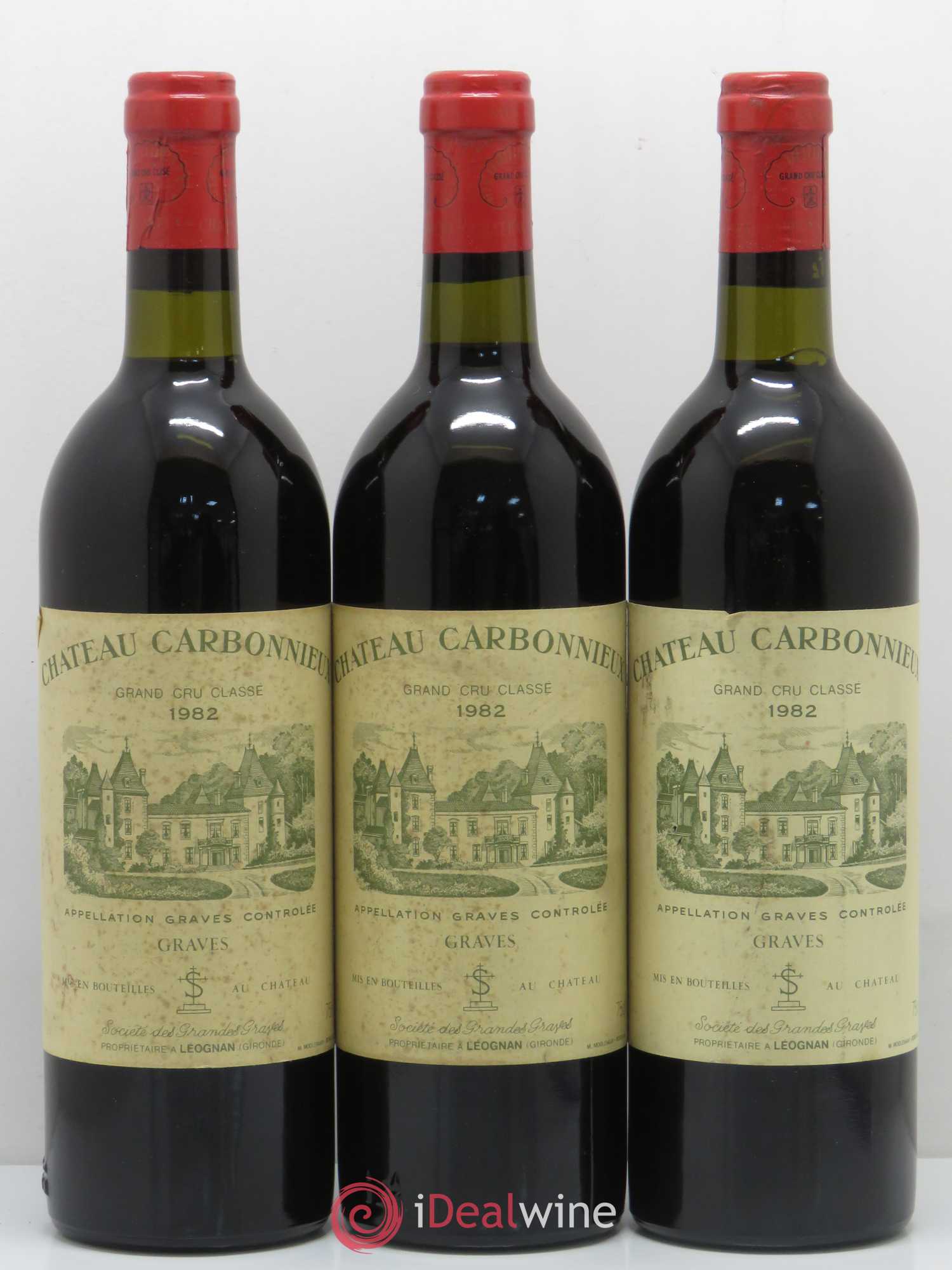 Château Carbonnieux Cru Classé de Graves 1982 - Lot de 3 bouteilles - 0