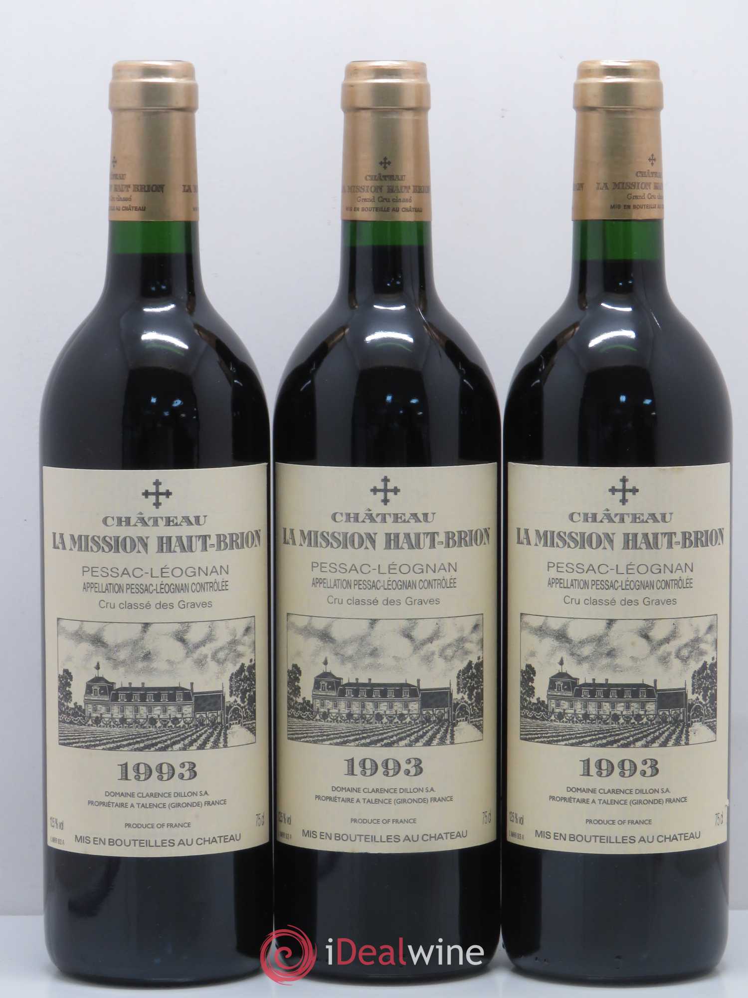 Château la Mission Haut-Brion Cru Classé de Graves 1993 - Lot de 3 bouteilles - 0
