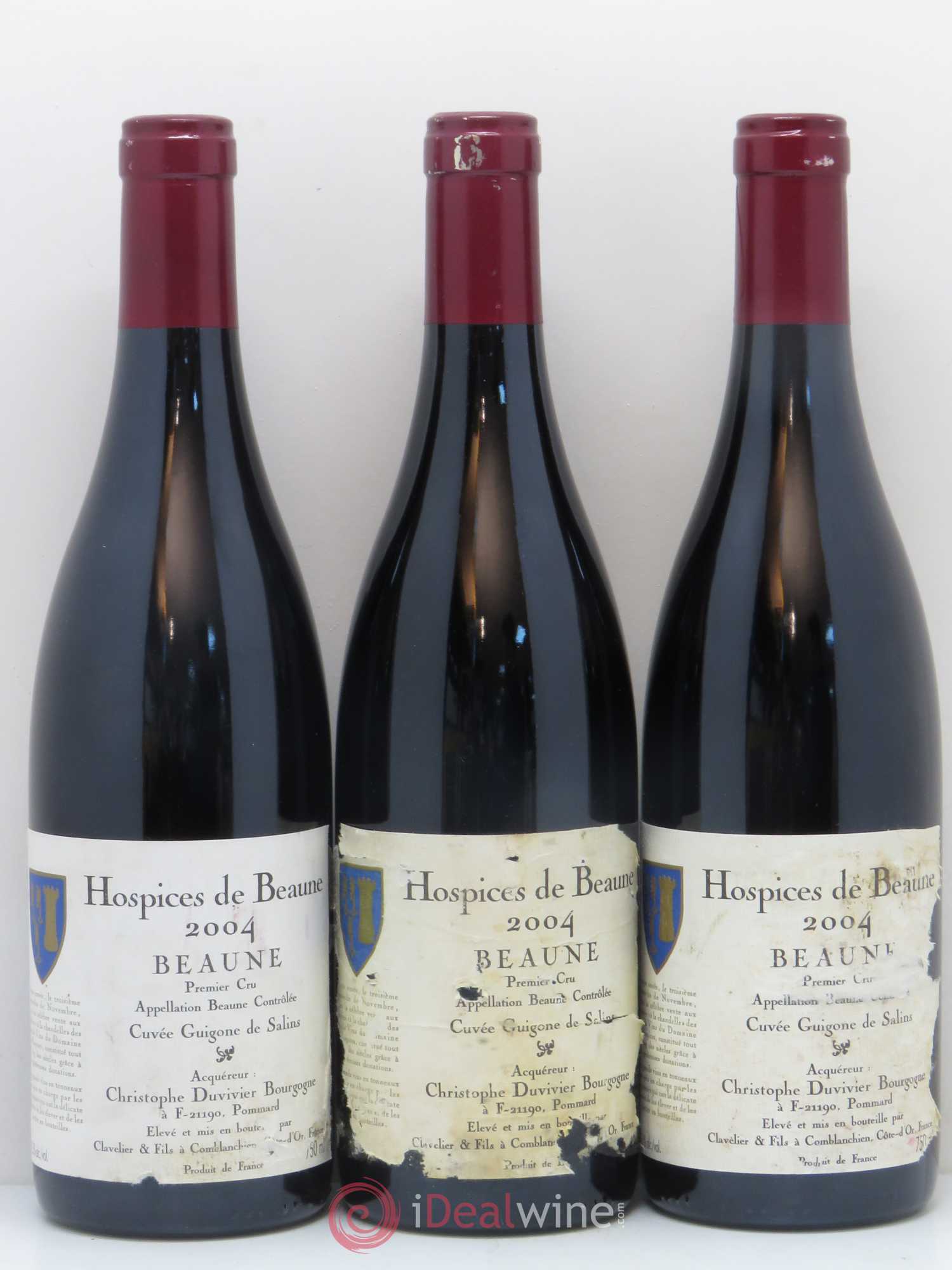Beaune 1er Cru Hospice de Beaune cuvée Guigone de Salins Clavelier Et Fils 2004 - Posten von 3 Flaschen - 0