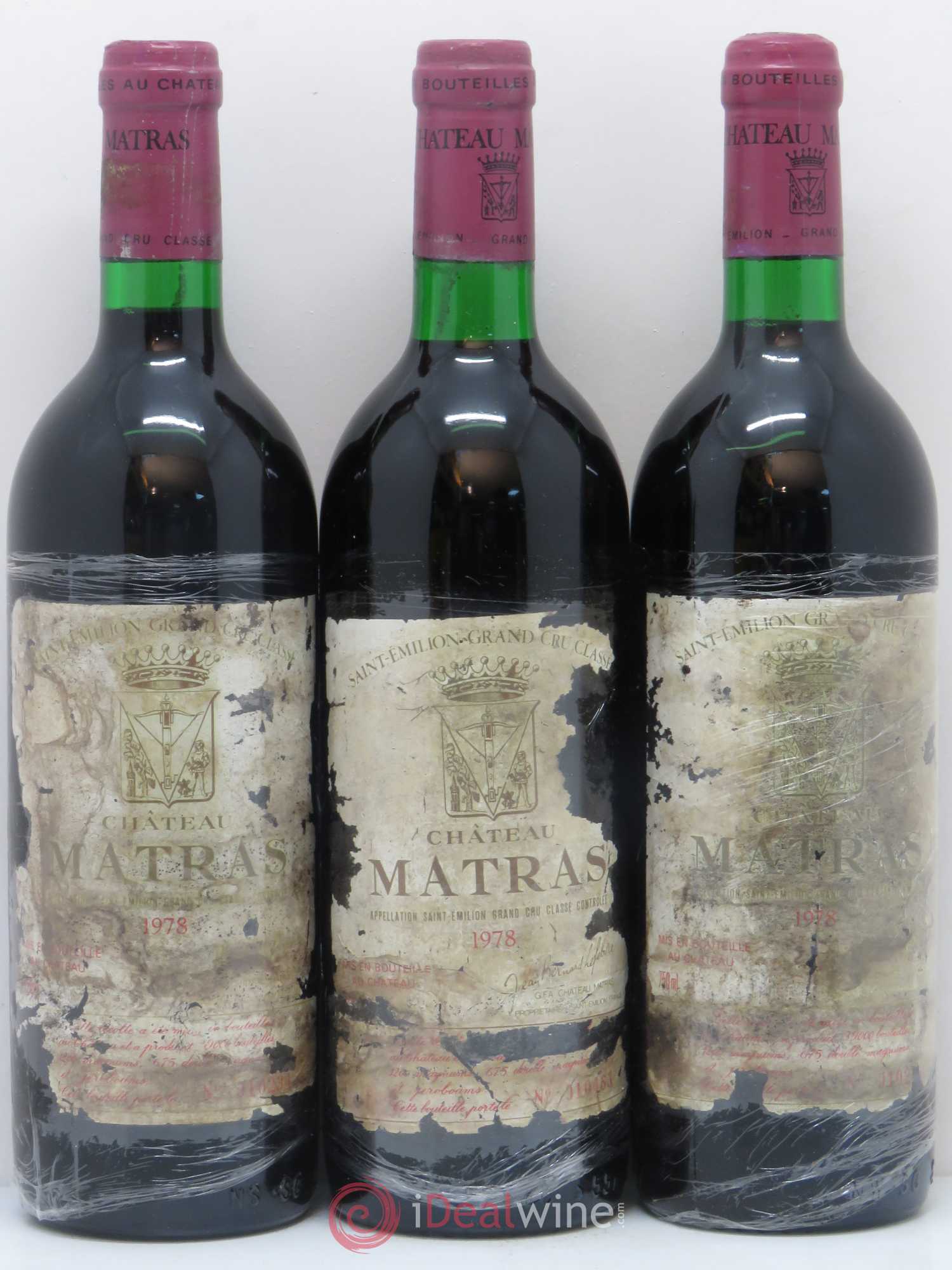 Château Matras 1978 - Lot de 3 bouteilles - 0
